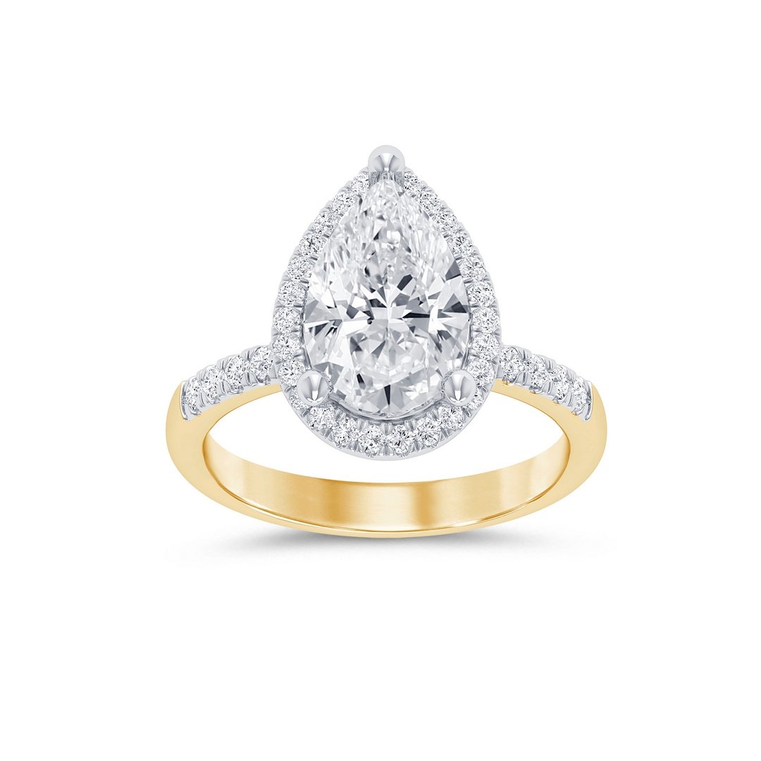 LG - 14K 3.33CT D-RING LDS PER/RDS PEAR 3.00CT CERTIFIED