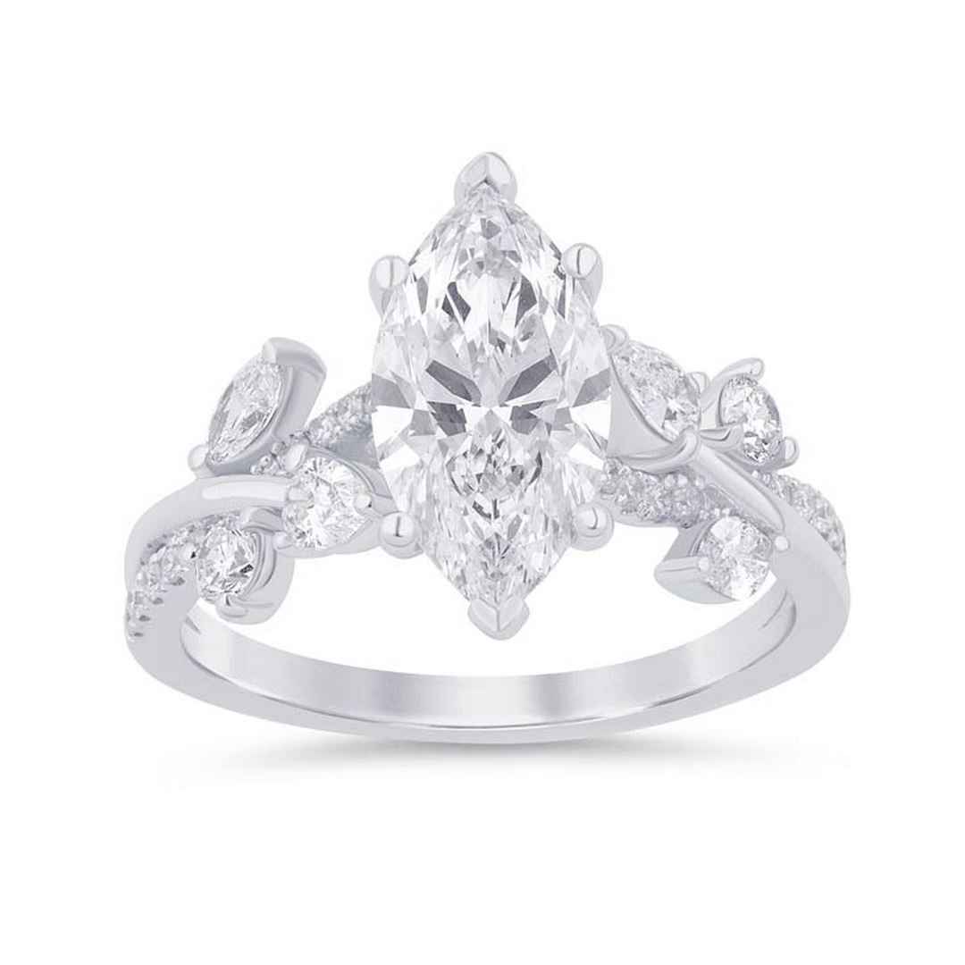 LG - 14K 2.71CT D-RING LDS MARQ/PER/RDS CERTIFIED MRQ CNTR 2.09CT