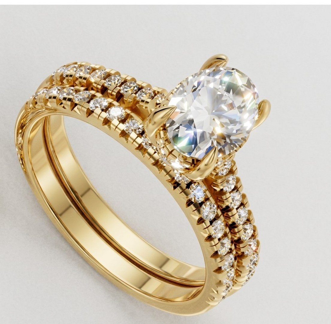 LG - 14K 1.57CT D-BRIDAL SET LDS OVL/RDS CNTR OVL 1.03CT CERTIFIED