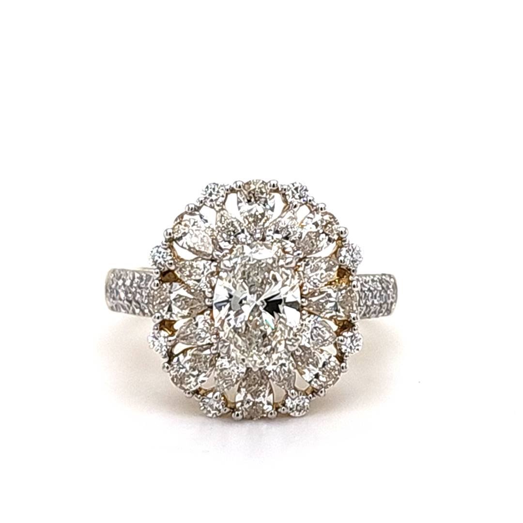 LG - 14K 2.53CT D-RING LDS OVL/PER/RDS CERTIFIED OVL CNTR 1.01CT
