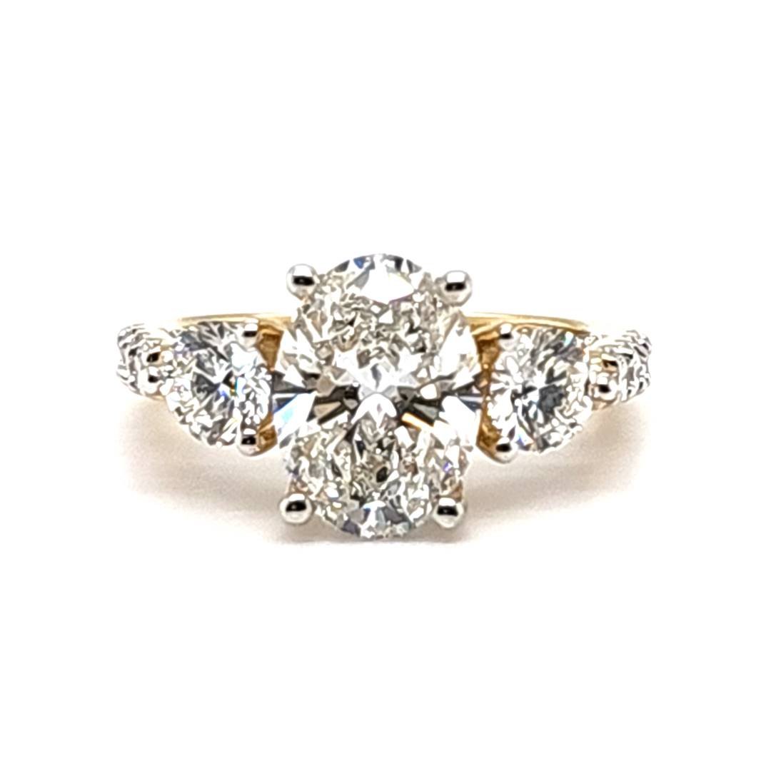 LG - 14K 3.37CT D-RING LDS OVL/RDS CERTIFIED OVL CNTR 1.97CT