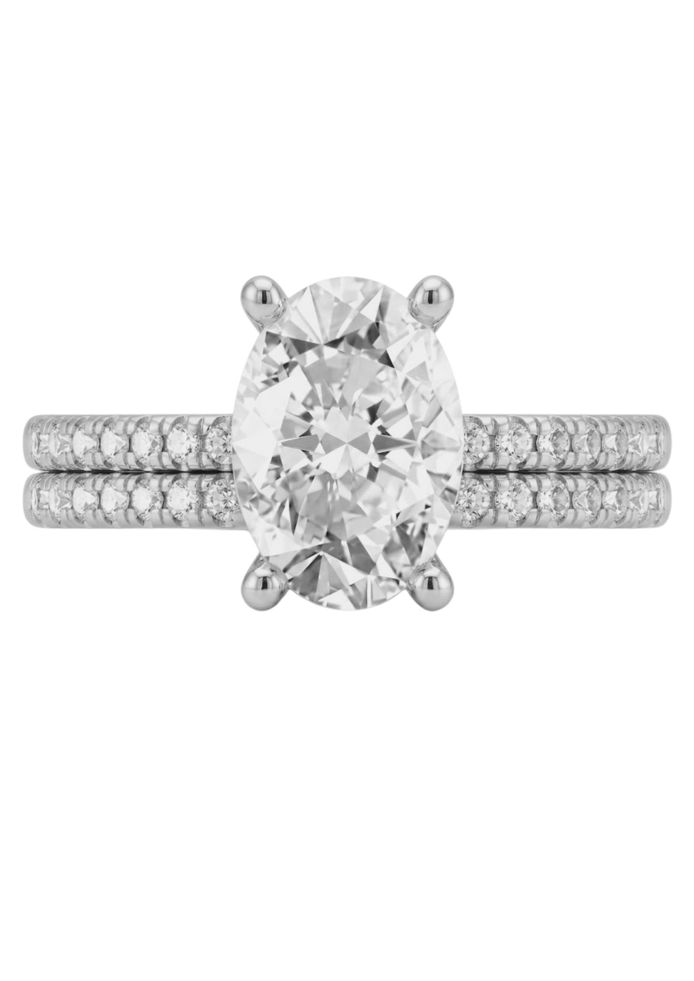 LG - 14K 1.90CT D-BRIDAL RING LDS OVL/RDS CERTIFIED OVL CNTR 1.49CT