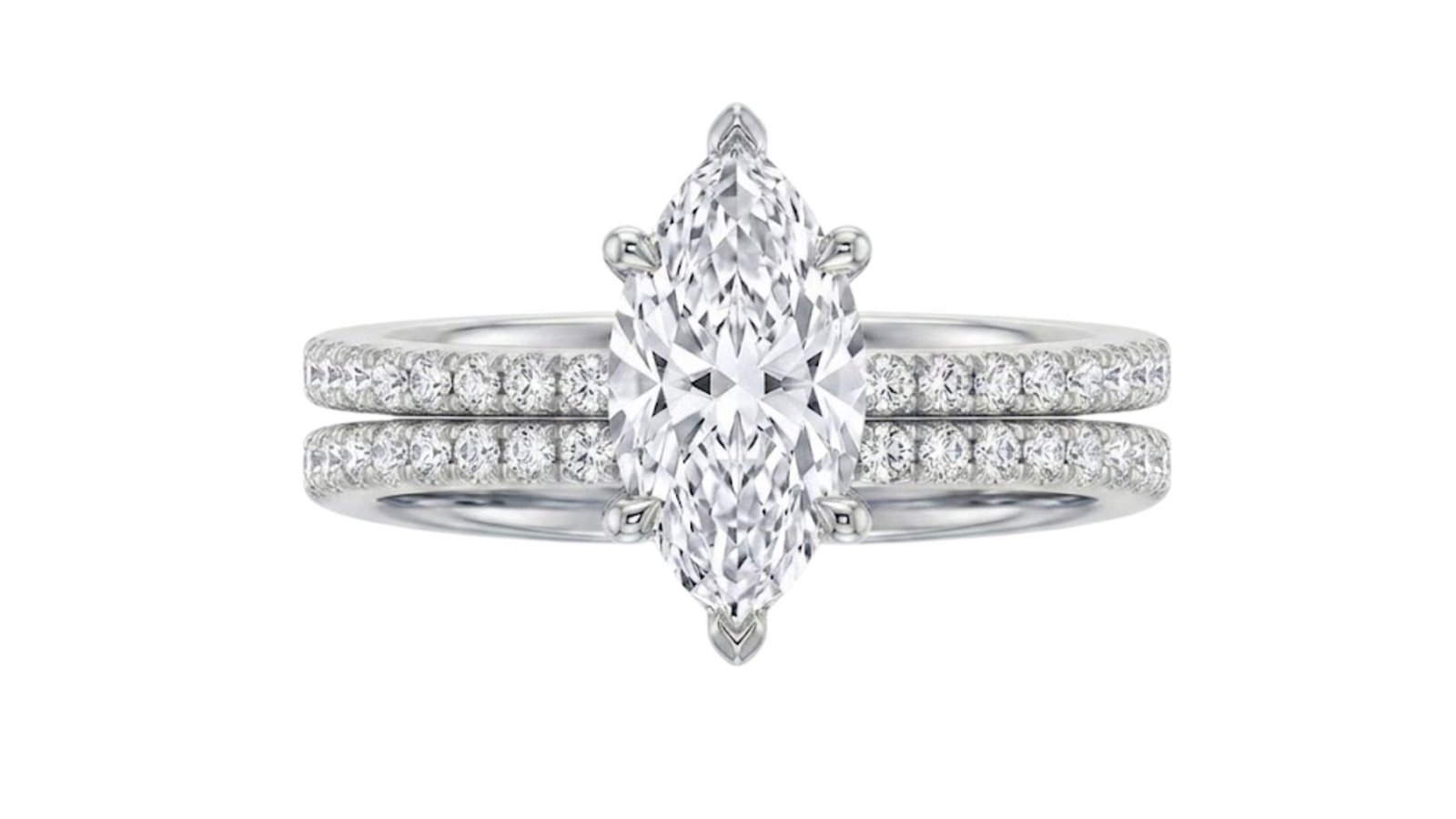 LG - 14K 2.45CT D-BRIDAL RING LDS MARQ/RDS CERTIFIED MRQ CNTR 1.99CT