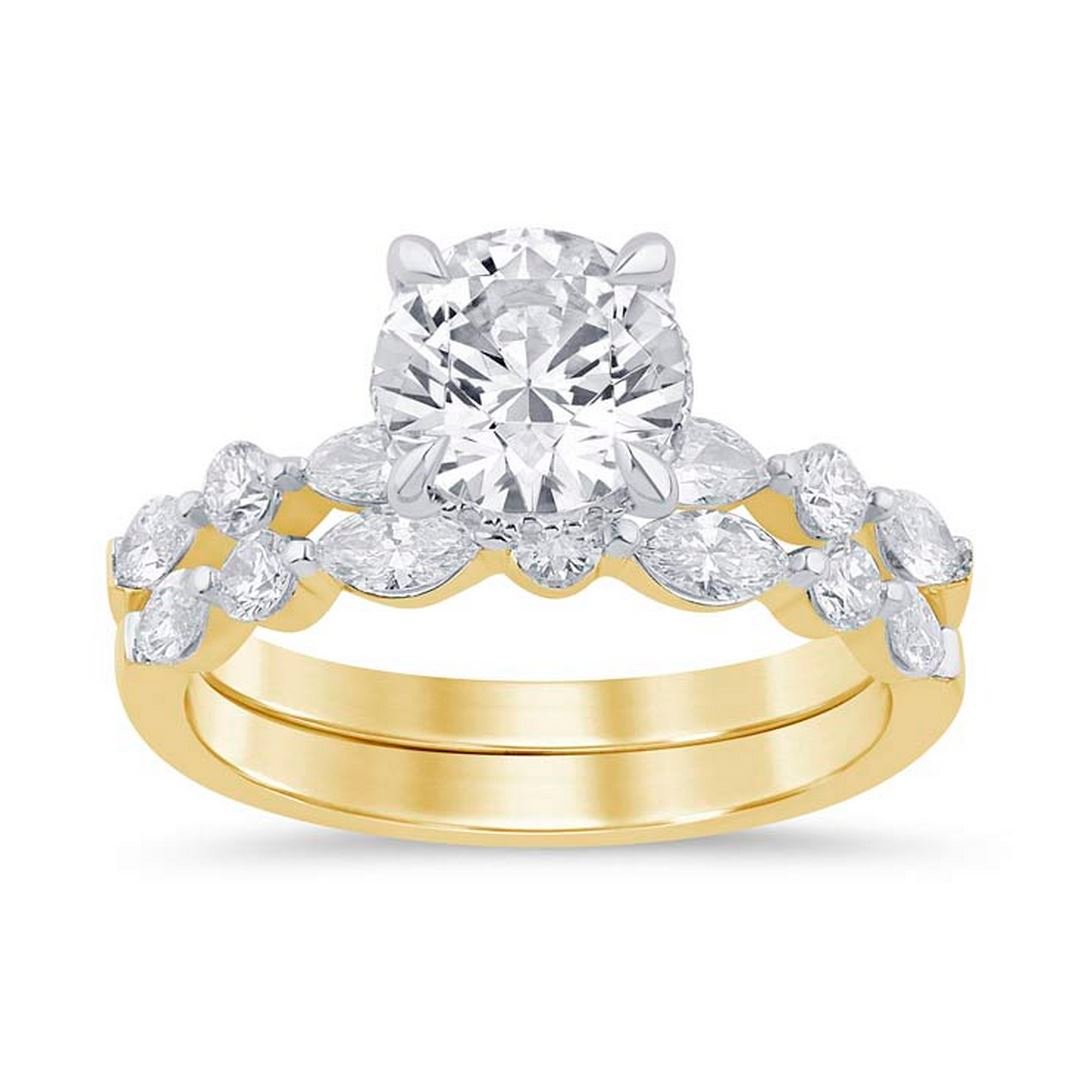LG - 14K 2.46CT D-BRIDAL SET LDS MARQ/RDS CERTIFIED CNTR 1.51CT