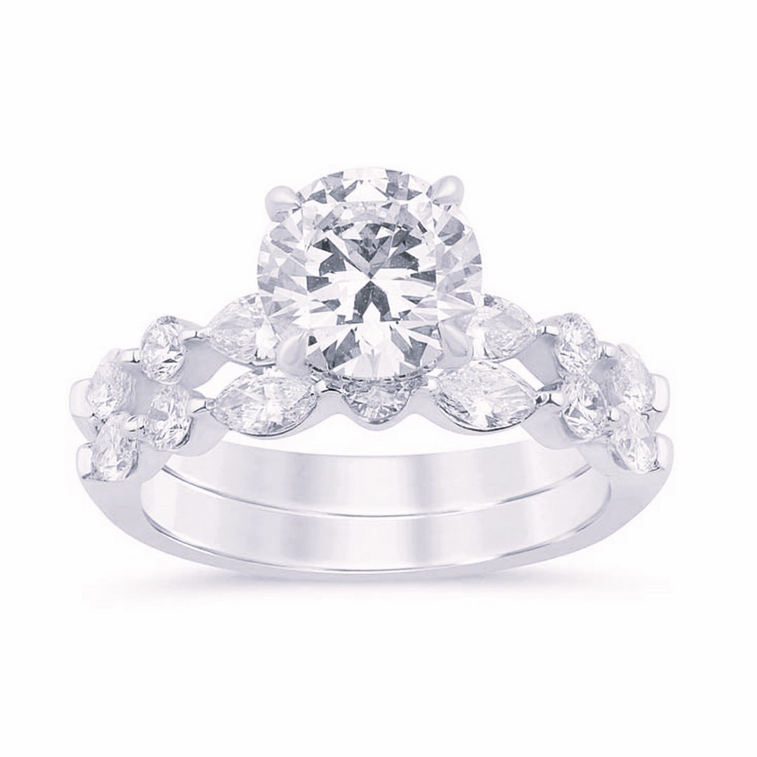 LG - 14K 3.20CT D-BRIDAL SET LDS MARQ/RDS CERTIFIED CNTR 2.02CT