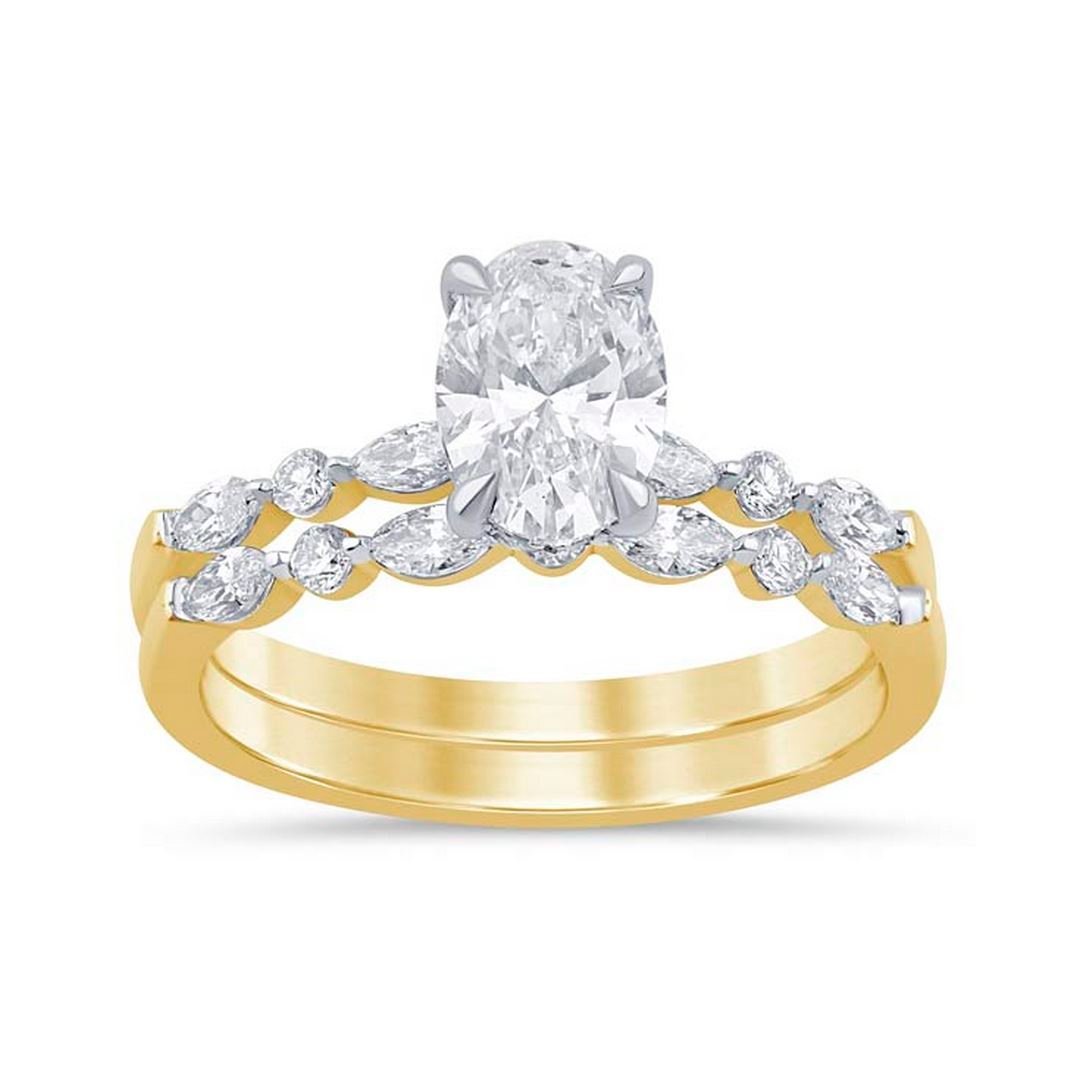 LG - 14K 1.59CT D-BRIDAL SET LDS MARQ/OVL/RDS CERTIFIED OVL CNTR 1.06CT