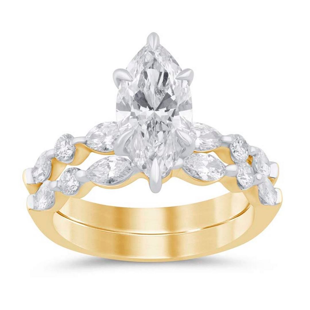 LG - 14K 3.32CT D-BRIDAL SET LDS MARQ/RDS CERTIFIED MARQ CNTR 2.06CT