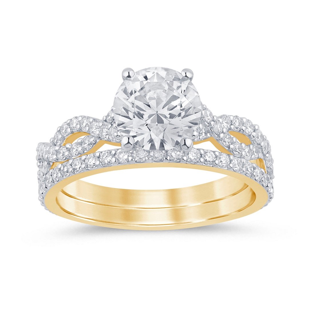 LG - 14K 2.31CT D-BRIDAL SET LDS RDS CERTIFIED CNTR 1.01CT