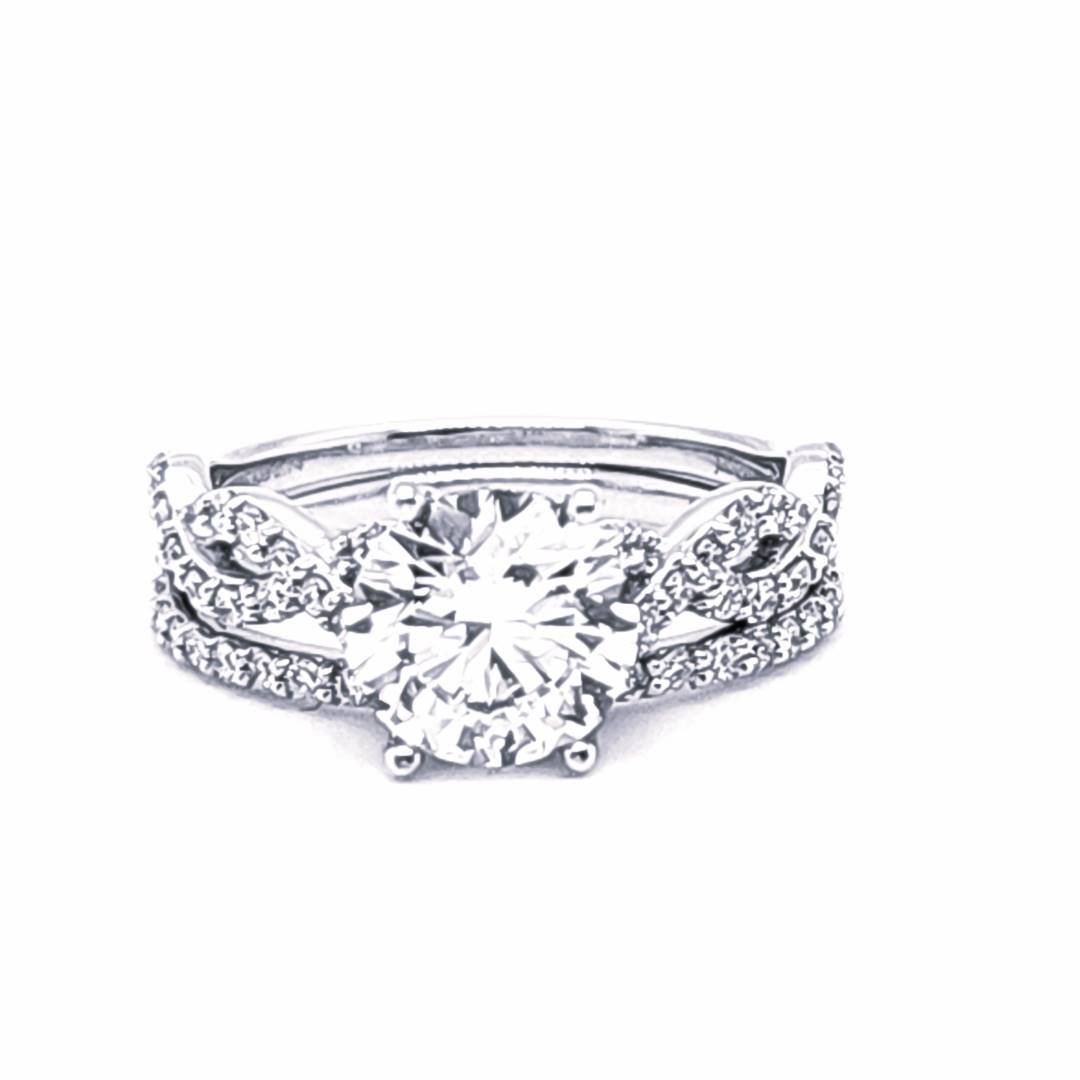 LG - 14K 2.87CT D-BRIDAL SET LDS RDS CERTIFIED CNTR 2.07CT