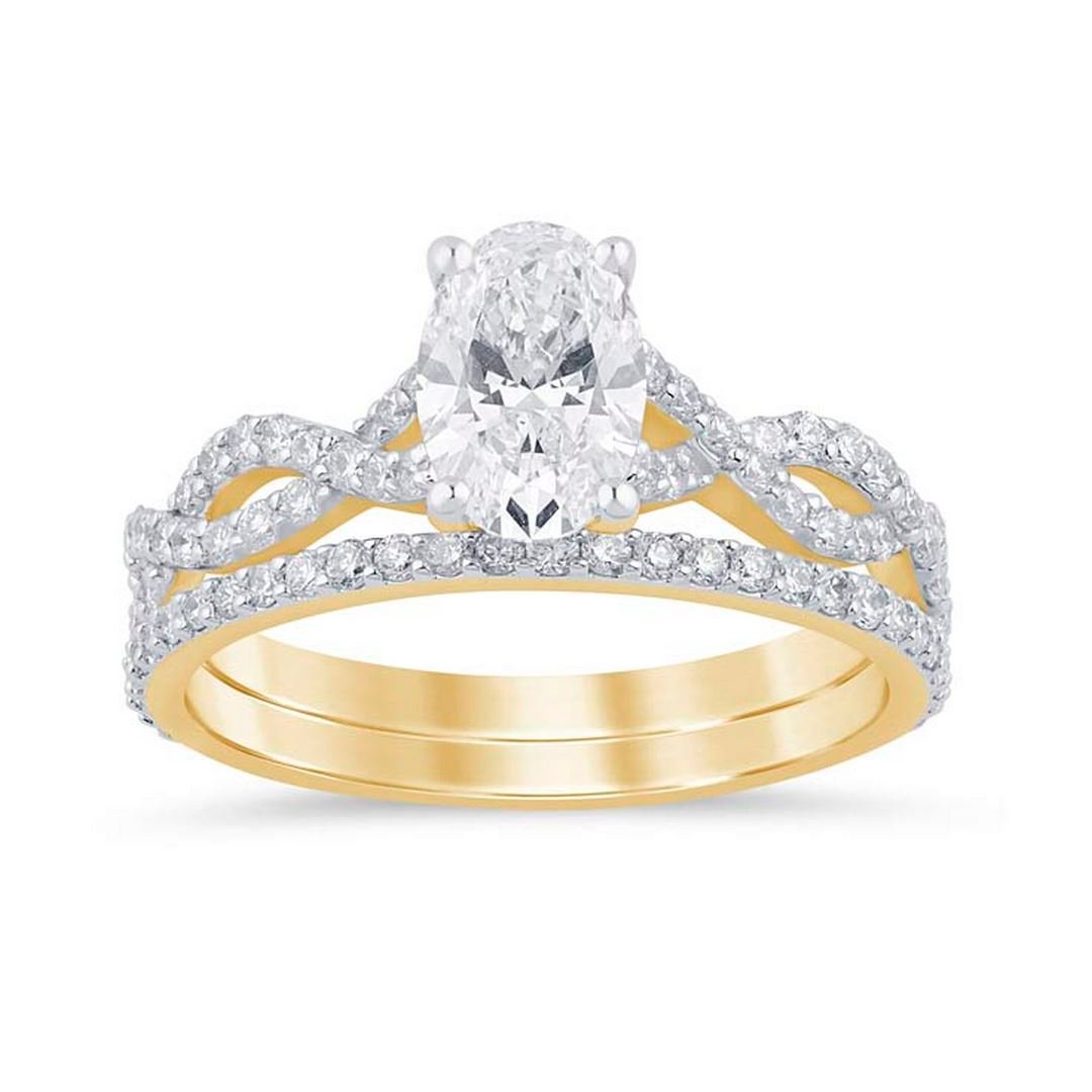 LG - 14K 1.74CT D-BRIDAL SET LDS OVL/RDS CERTIFIED CNTR OVL 1.05CT