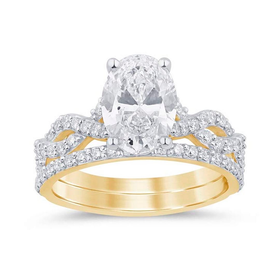 LG - 14K 2.75CT D-BRIDAL SET LDS OVL/RDS CERTIFIED OVL 2.00CT