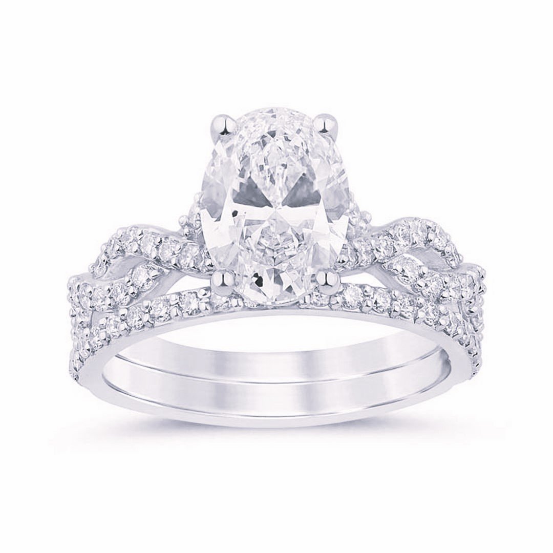 LG - 14K 2.75CT D-BRIDAL SET LDS OVL/RDS CERTIFIED CNTR OVL 2.00CT
