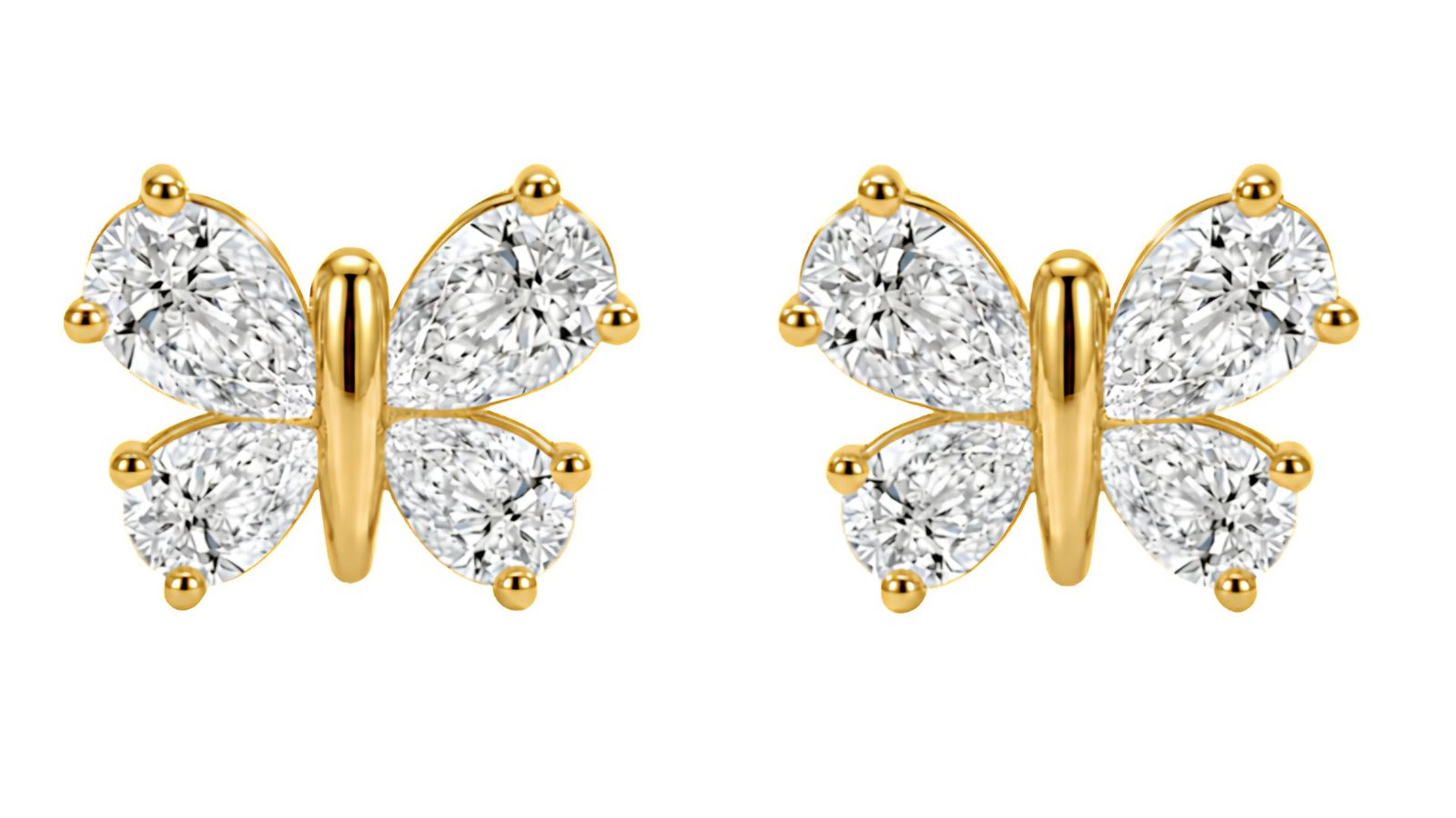 LG - 14K 0.62-0.68CT D-EARRINGS LDS PEAR CERTIFIED BUTTERFLY