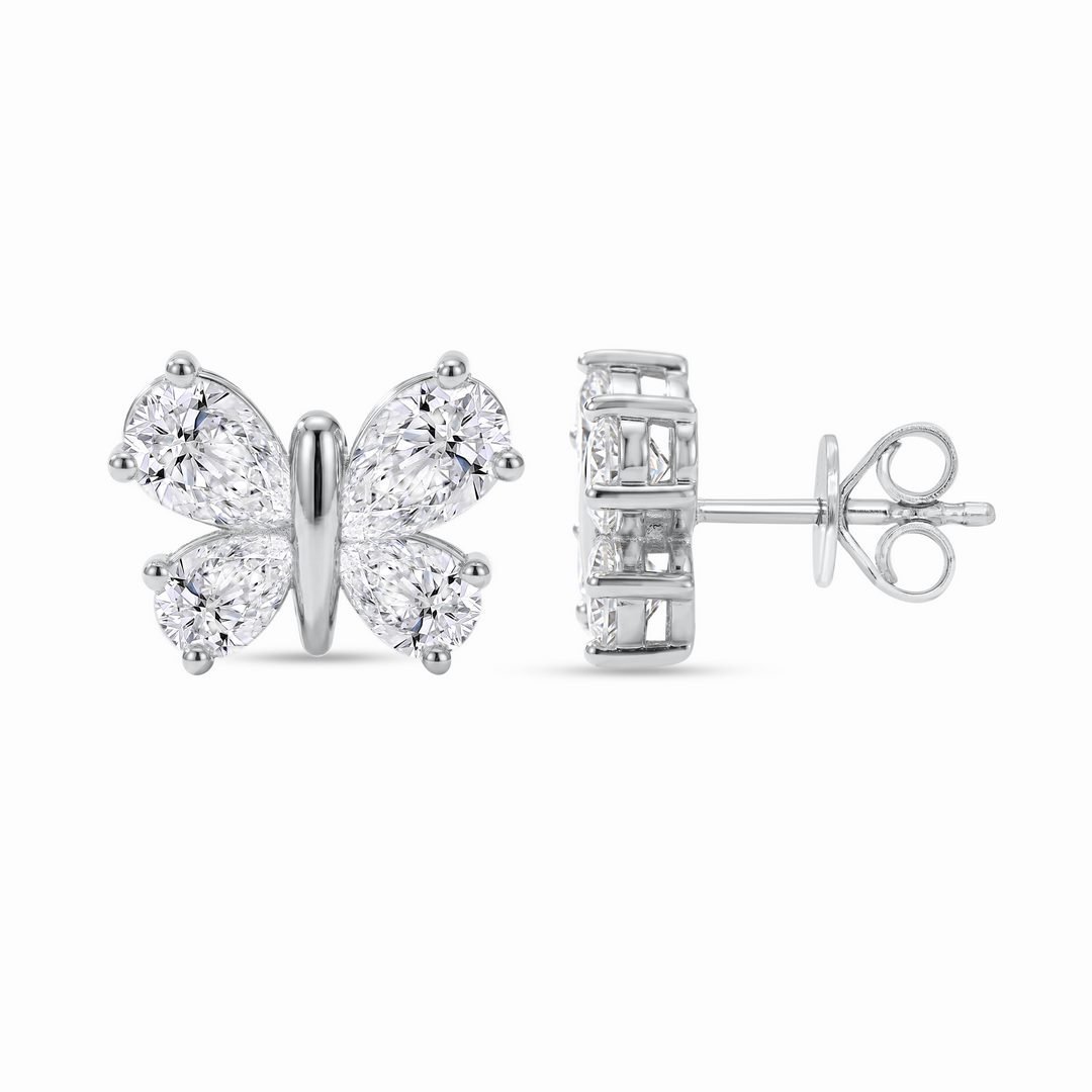 LG - 14K 0.91-0.92CT D-EARRINGS LDS PEAR CERTIFIED BUTTERFLY