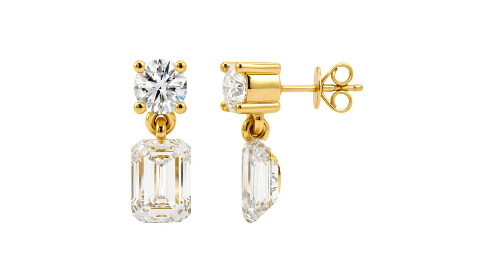LG - 14K 0.84CT D-EARRINGS LDS EME/RDS R:0.20, E:0.63 CERTIFIED
