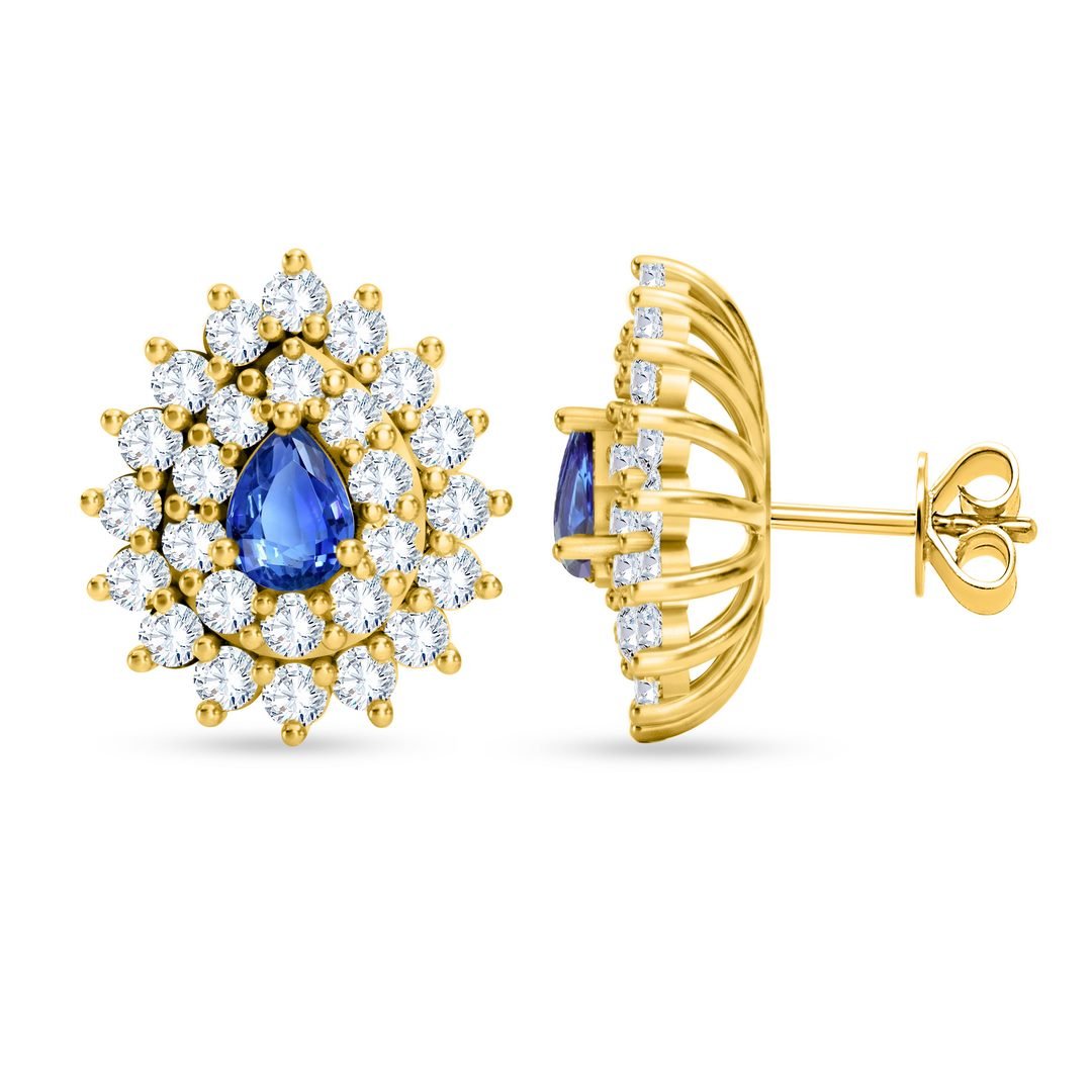 LG - 14K 0.74CT D-EARRING LDS PER/RDS CERTIFIED SAPHIRE BLUE 0.27