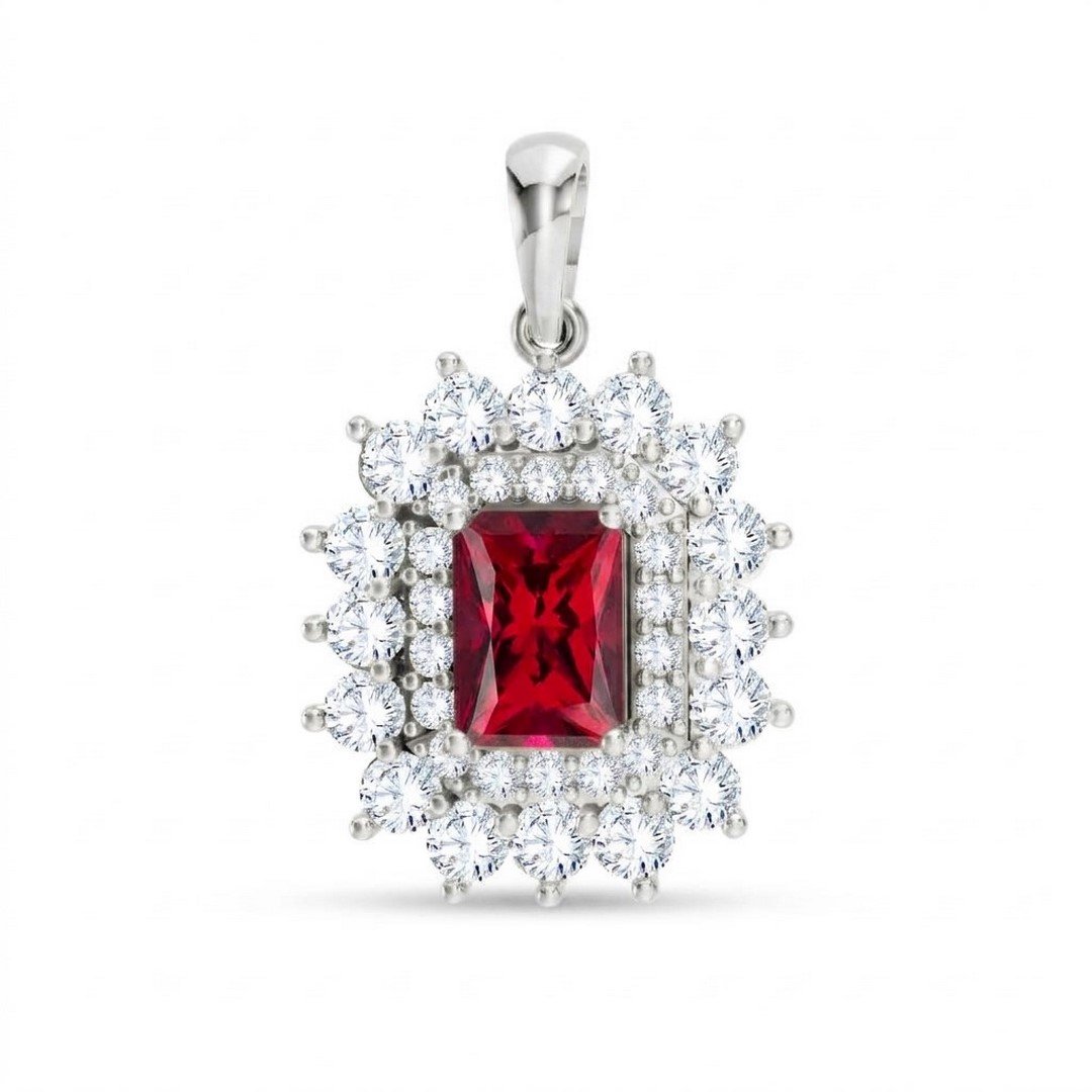 LG - 14K 2.19CT D-PENDANT LDS EME/RDS CERTIFIED RUBY 1.15
