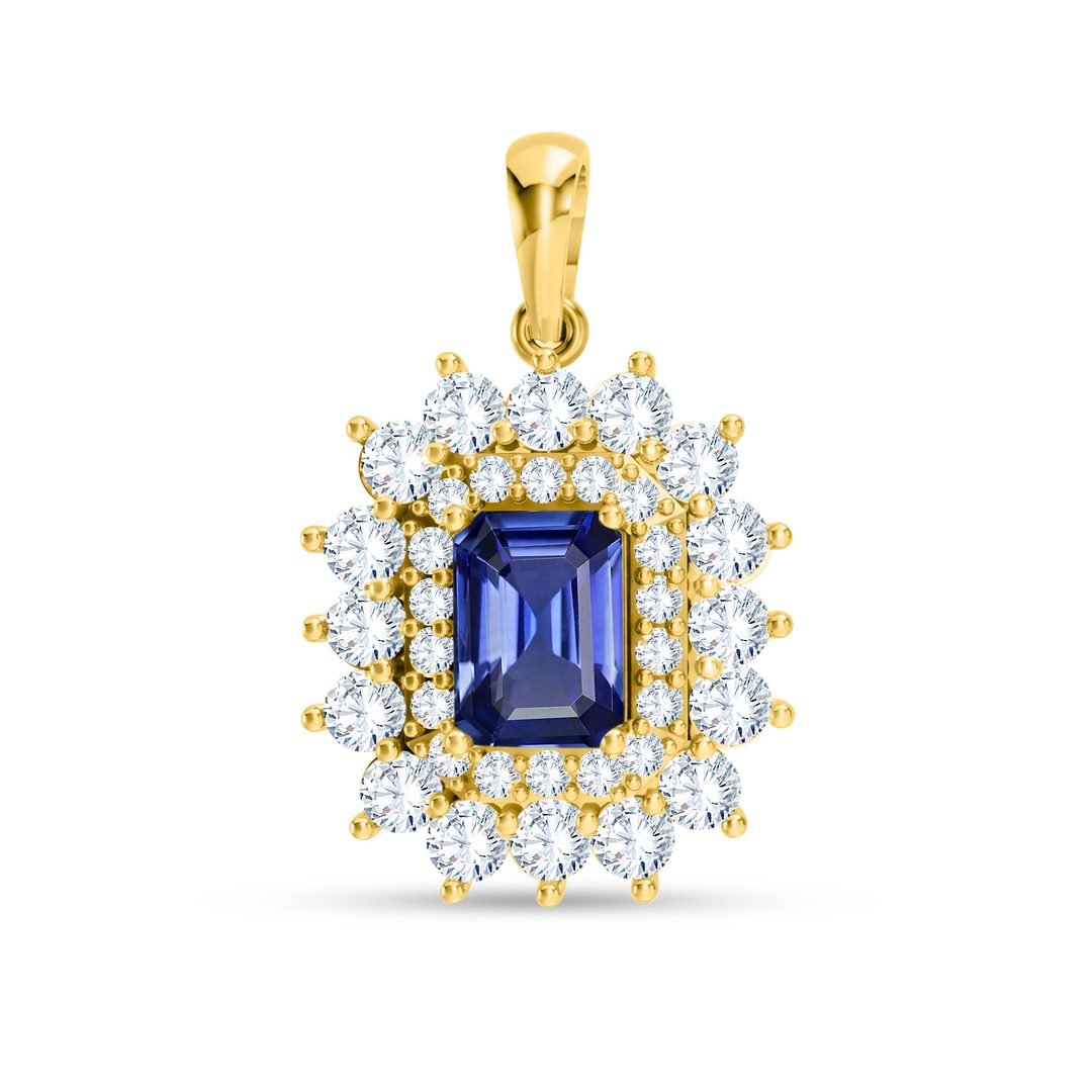 LG - 14K 2.21CT D-PENDANT LDS EME/RDS CERTIFIED SAPHIRE 1.09