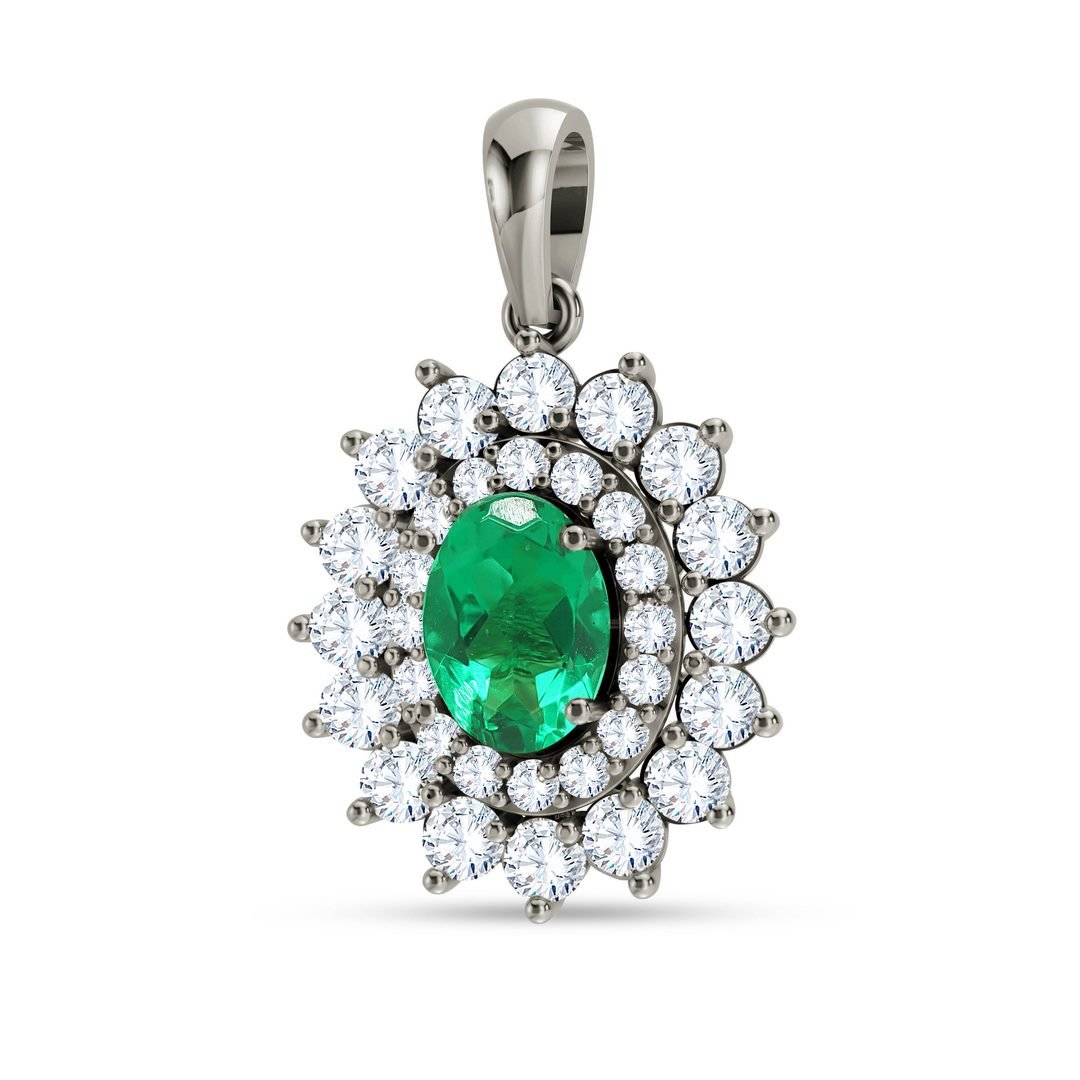 LG - 14K 1.59CT D-PENDANT LDS OVL/RDS CERTIFIED EME 0.80