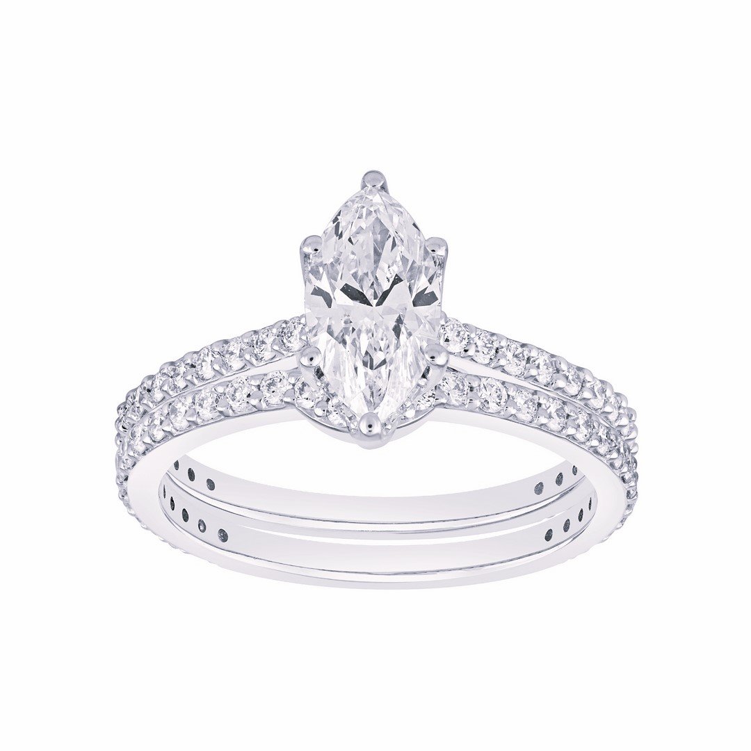 LG - 14K 1.68CT BRIDAL SET LDS MARQ/RDS CERTIFIED MARQ 0.98CT