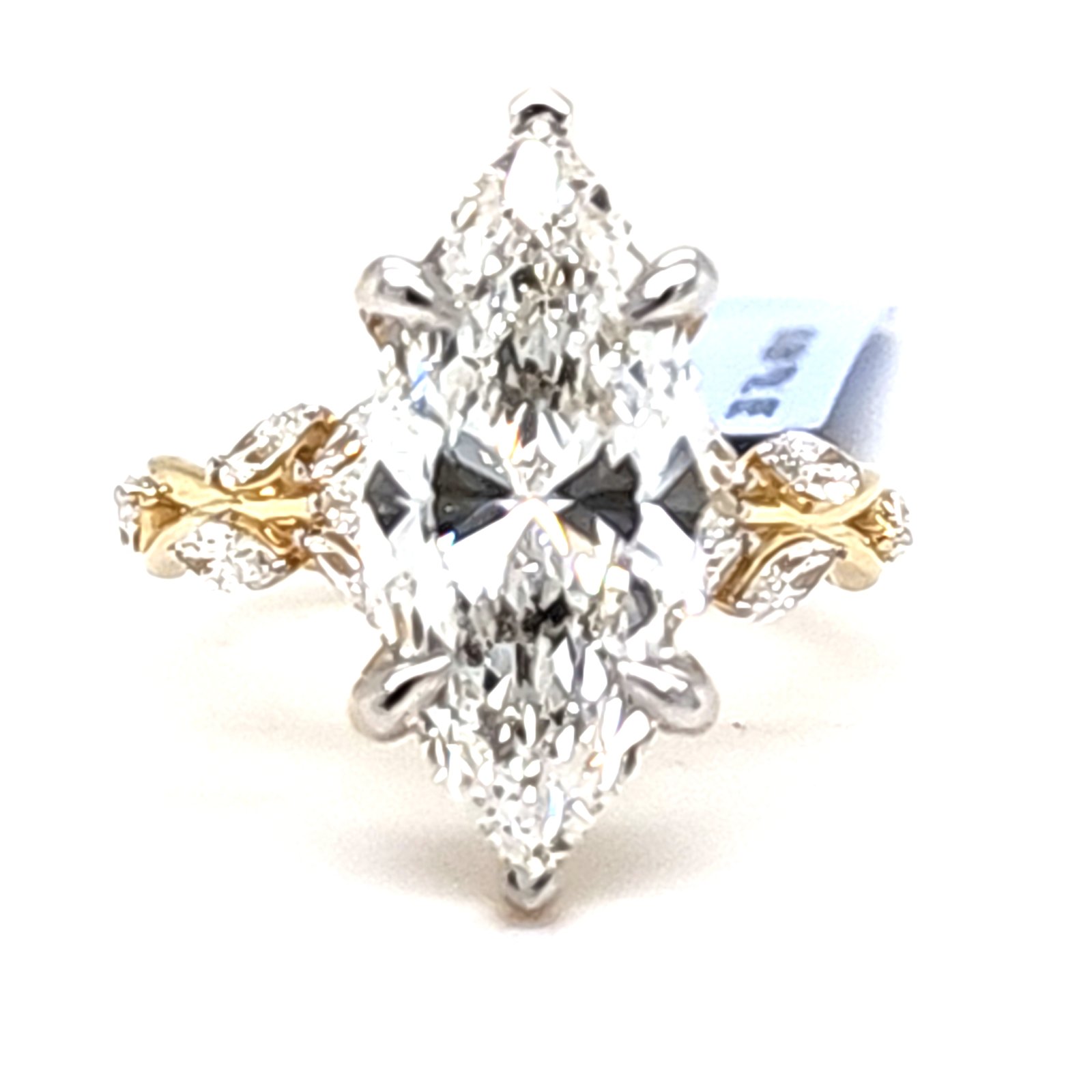 LG - 14K 1.65CT D-RING LDS MARQ PRONG CNTR MARQ 1.07CT "CERTIFIED"