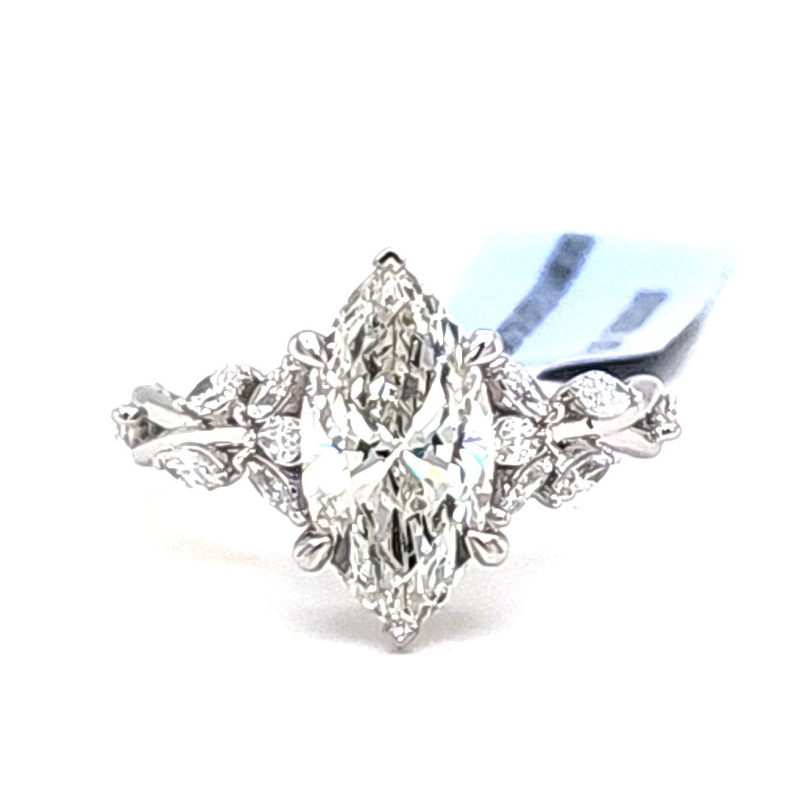 LG - 14K 4.91CT D-RING LDS MARQ PRONG CNTR MARQ 4.02CT "CERTIFIED"