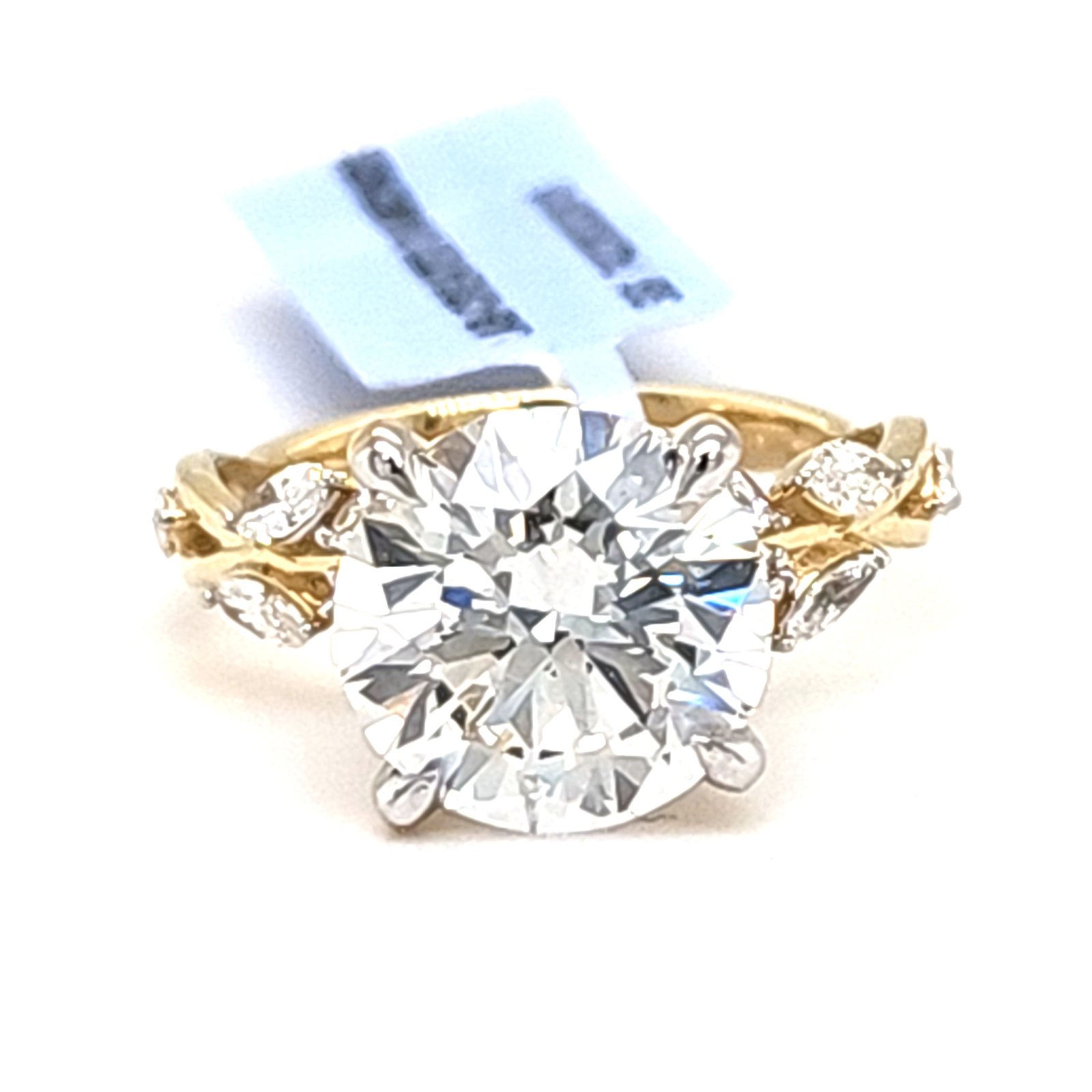 LG - 14K 5.98CT D-RING LDS MARQ/RDS PRONG CNTR 5.03CT  "CERTIFIED"