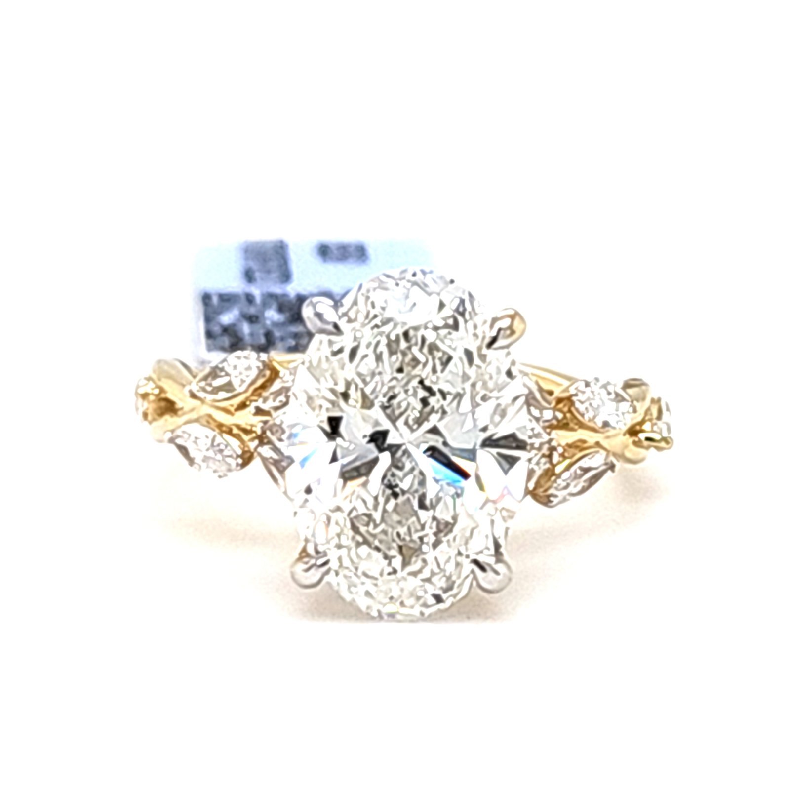 LG - 14K 5.94CT D-RING LDS MARQ/OVL PRONG CNTR OVL 5.02CT "CERTIFIED"