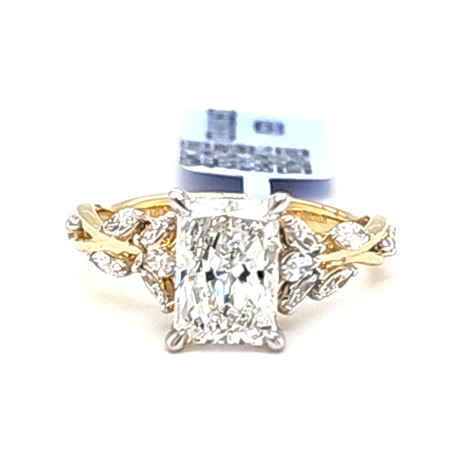 LG - 14K 3.82CT D-RING LDS RADCT/MARQ PRONG CNTR RDC 3.01CT "CERTIFIED"
