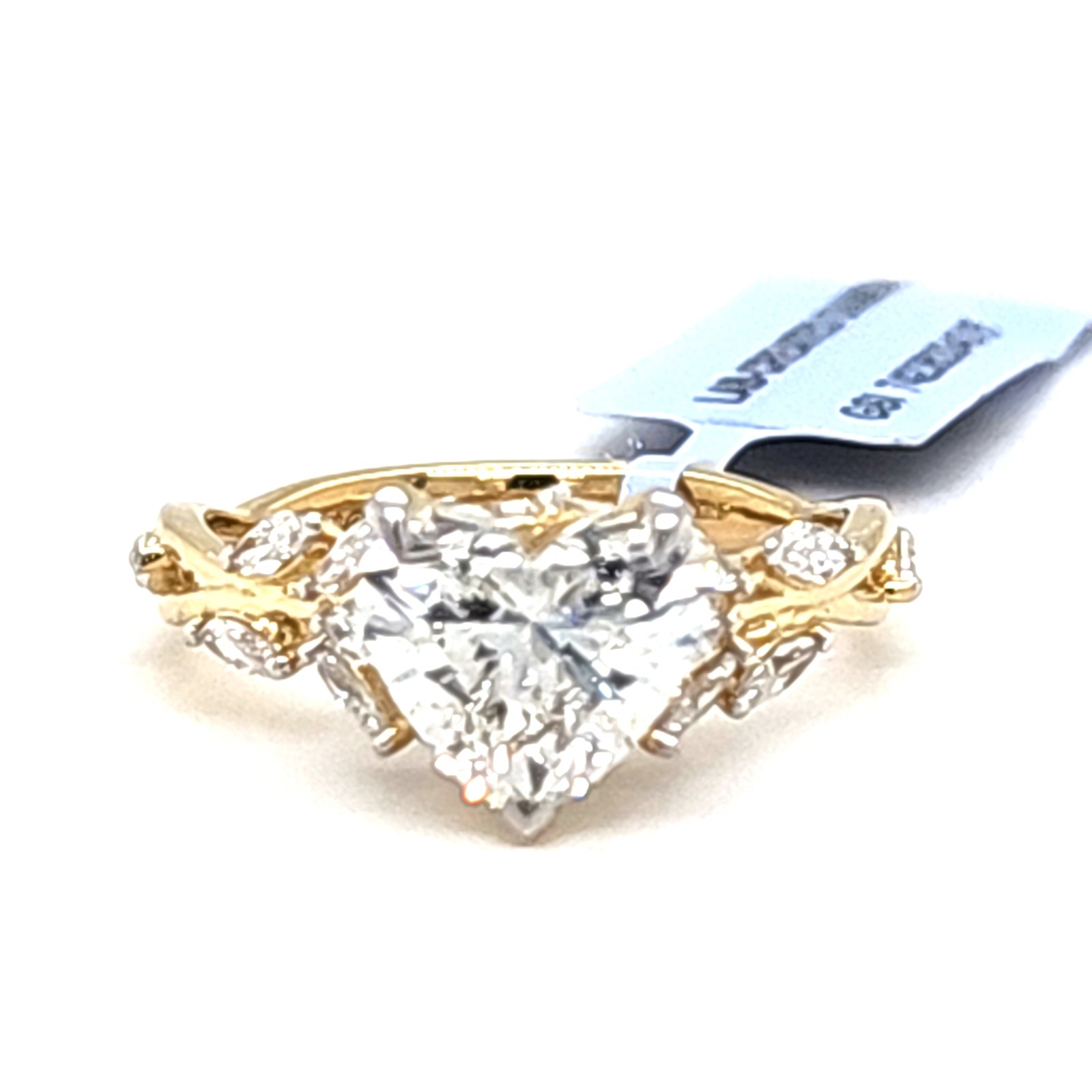 LG - 14K 2.61CT D-RING LDS MARQ/HRT PRONG CNTR HRT 2.02CT "CERTIFIED"