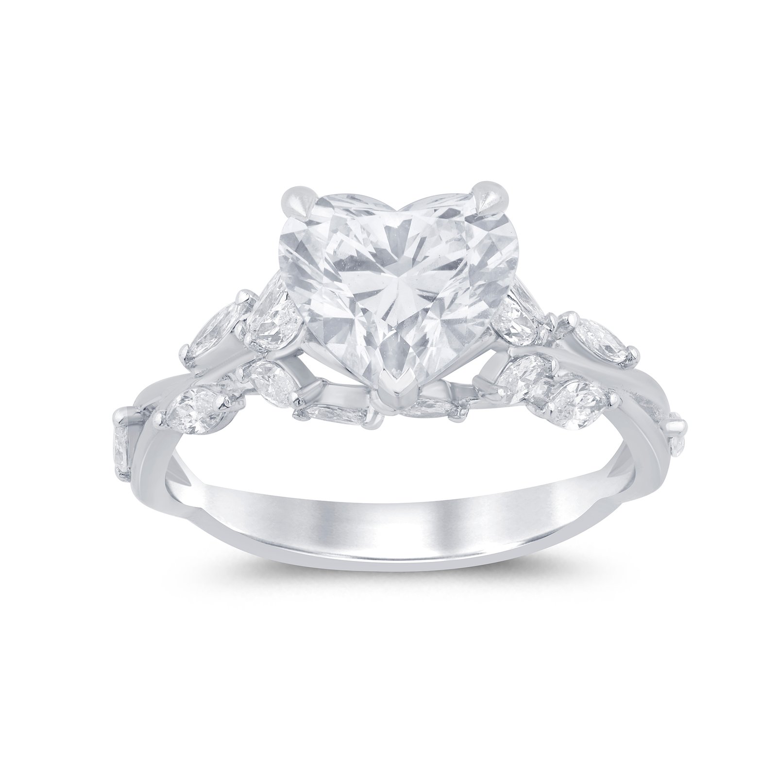 LG - 14K 2.59CT D-RING LDS MARQ/HRT CNTR 2.00CT"CERTIFIED"