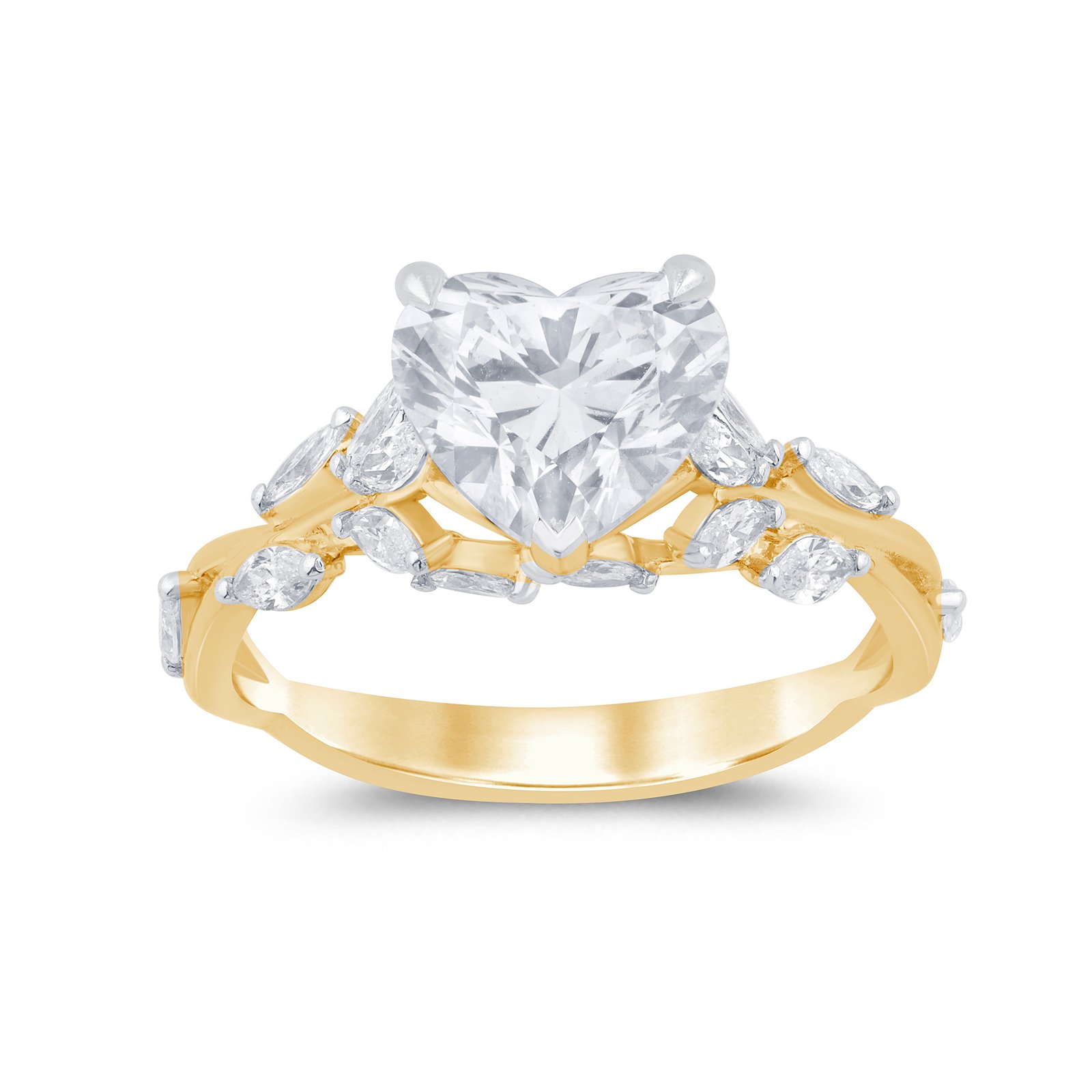LG - 14K 3.86CT D-RING LDS HRT/MARQ CNTR HRT 3.05CT "CERTIFIED"