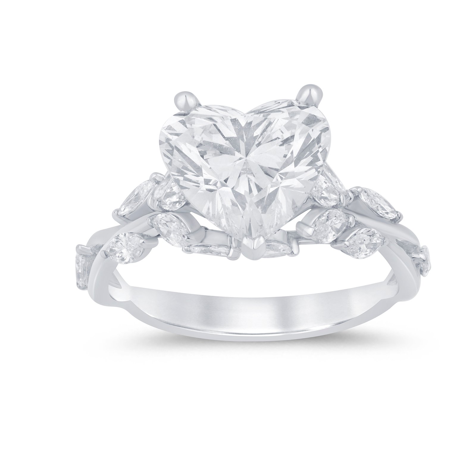 LG - 14K 3.80CT D-RING LDS HRT/MARQ CNTR HRT 3.00CT "CERTIFIED"