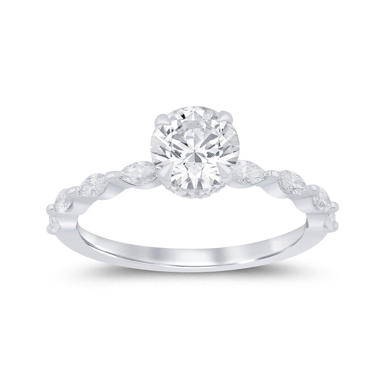 LG - 14K 1.42CT D-RING LDS MARQ/RDS CNTR 1.00CT "CERTIFIED"
