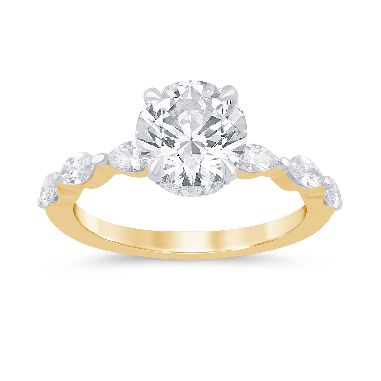 LG - 14K 2.68CT D-RING LDS MARQ/RDS CNTR 2.01CT "CERTIFIED"