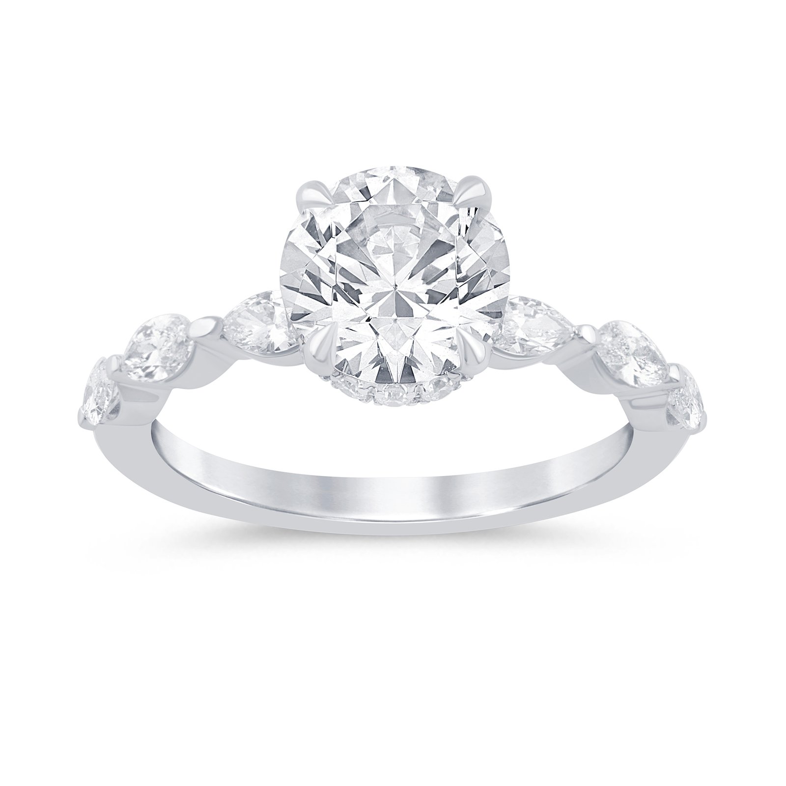 LG - 14K 2.68CT D-RING LDS MARQ/RDS CNTR 2.01CT "CERTIFIED"