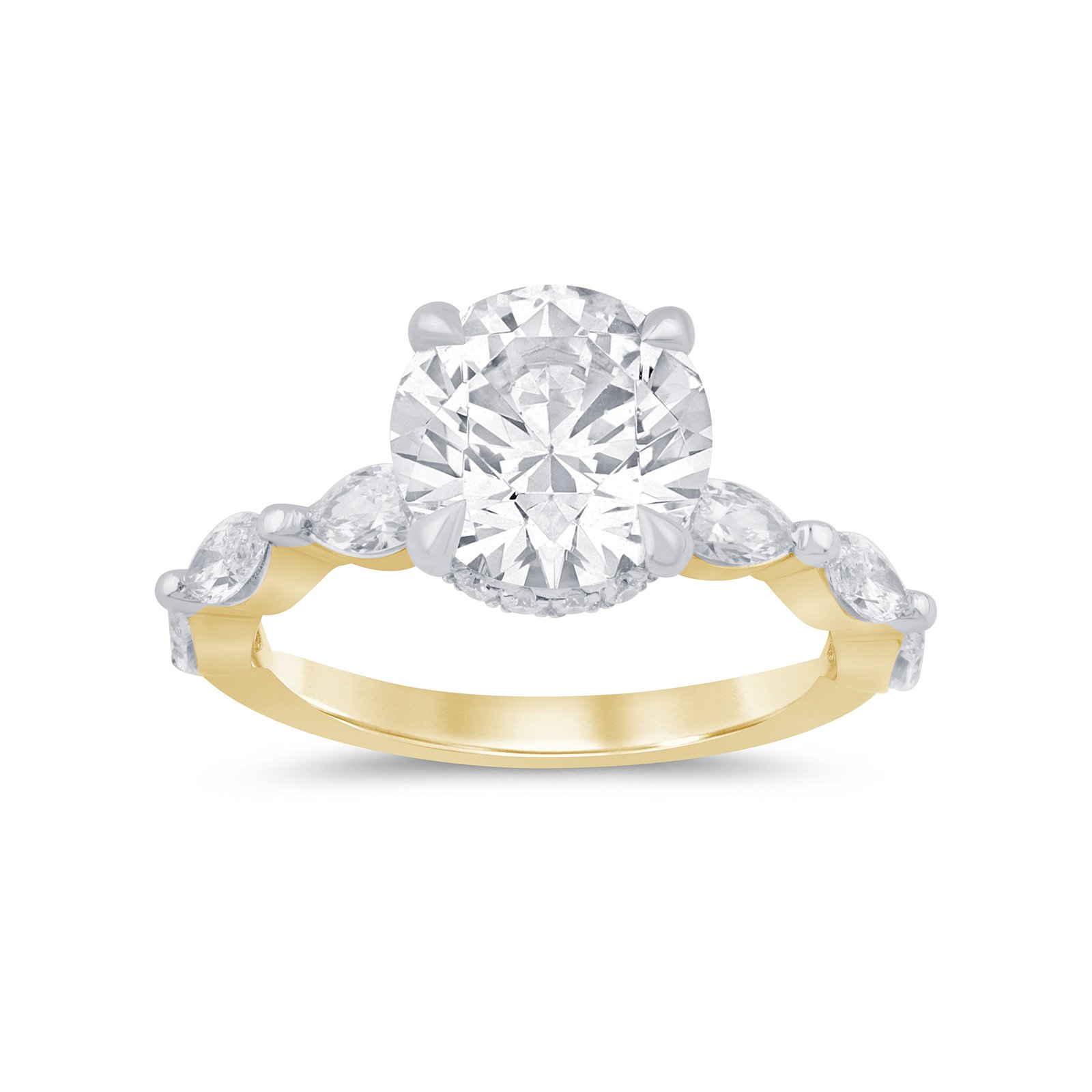 LG - 14K 3.92CT D-RING LDS MARQ/RDS CNTR 3.00CT "CERTIFIED"