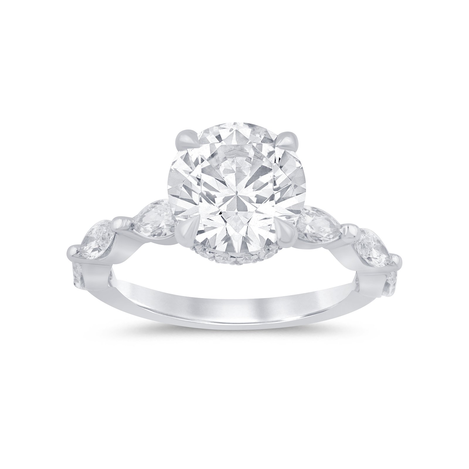 LG - 14K 4.02CT D-RING LDS MARQ/RDS CNTR 3.07CT "CERTIFIED"