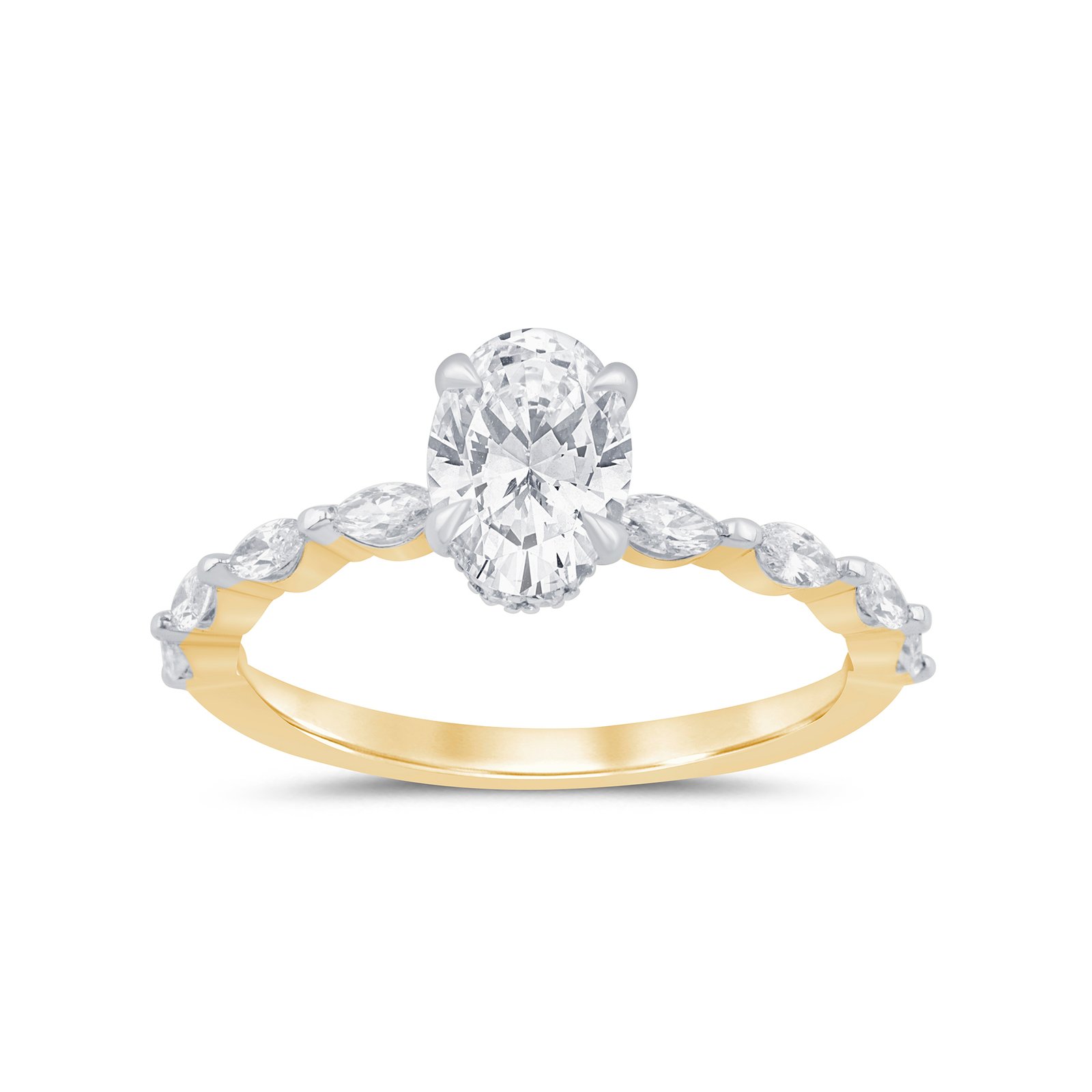 LG - 14K 1.45CT D-RING LDS MARQ/OVL/RDS CNTR OVL 1.04CT "CERTIFIED"