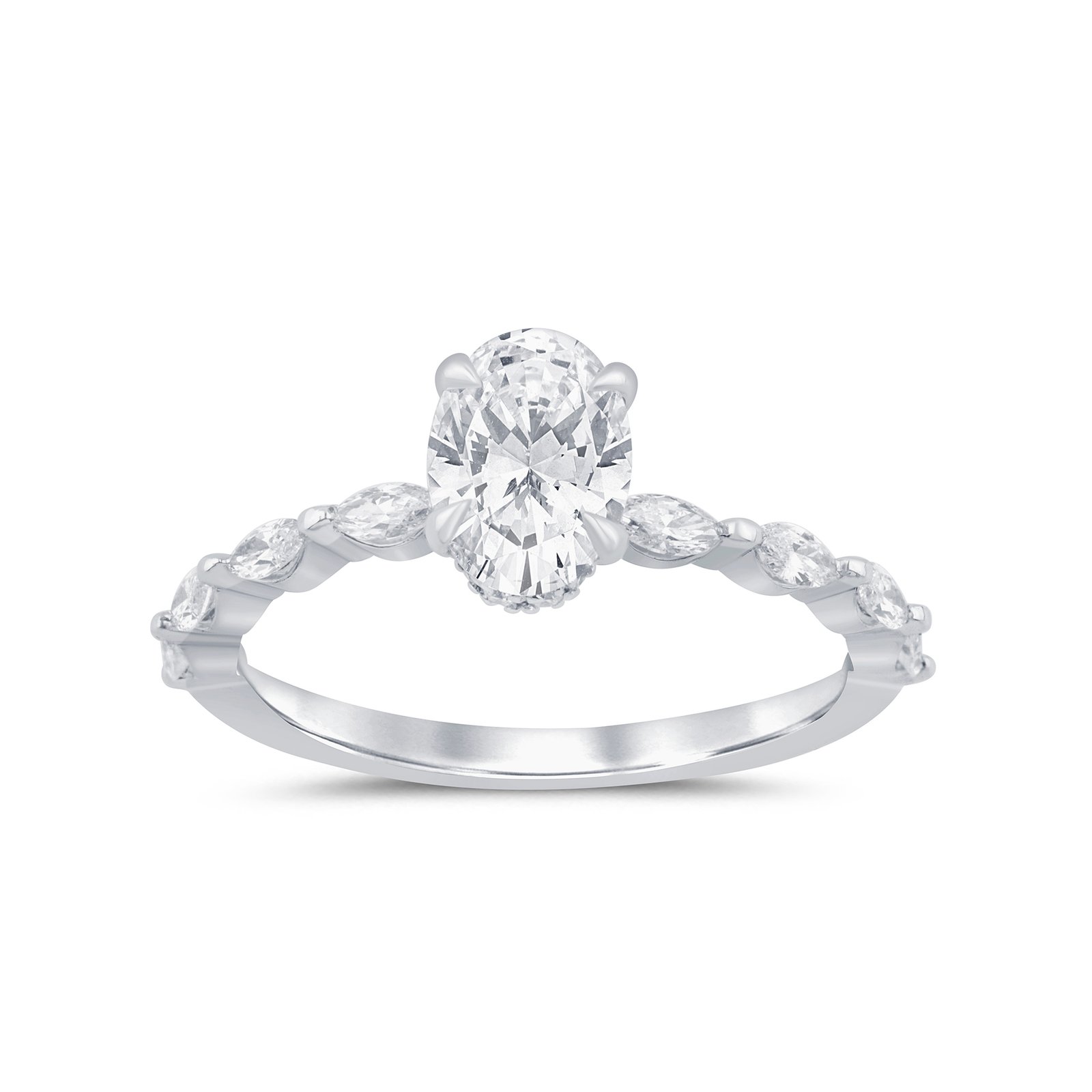 LG - 14K 1.46CT D-RING LDS MARQ/OVL/RDS CNTR 1.01CT "CERTIFIED"