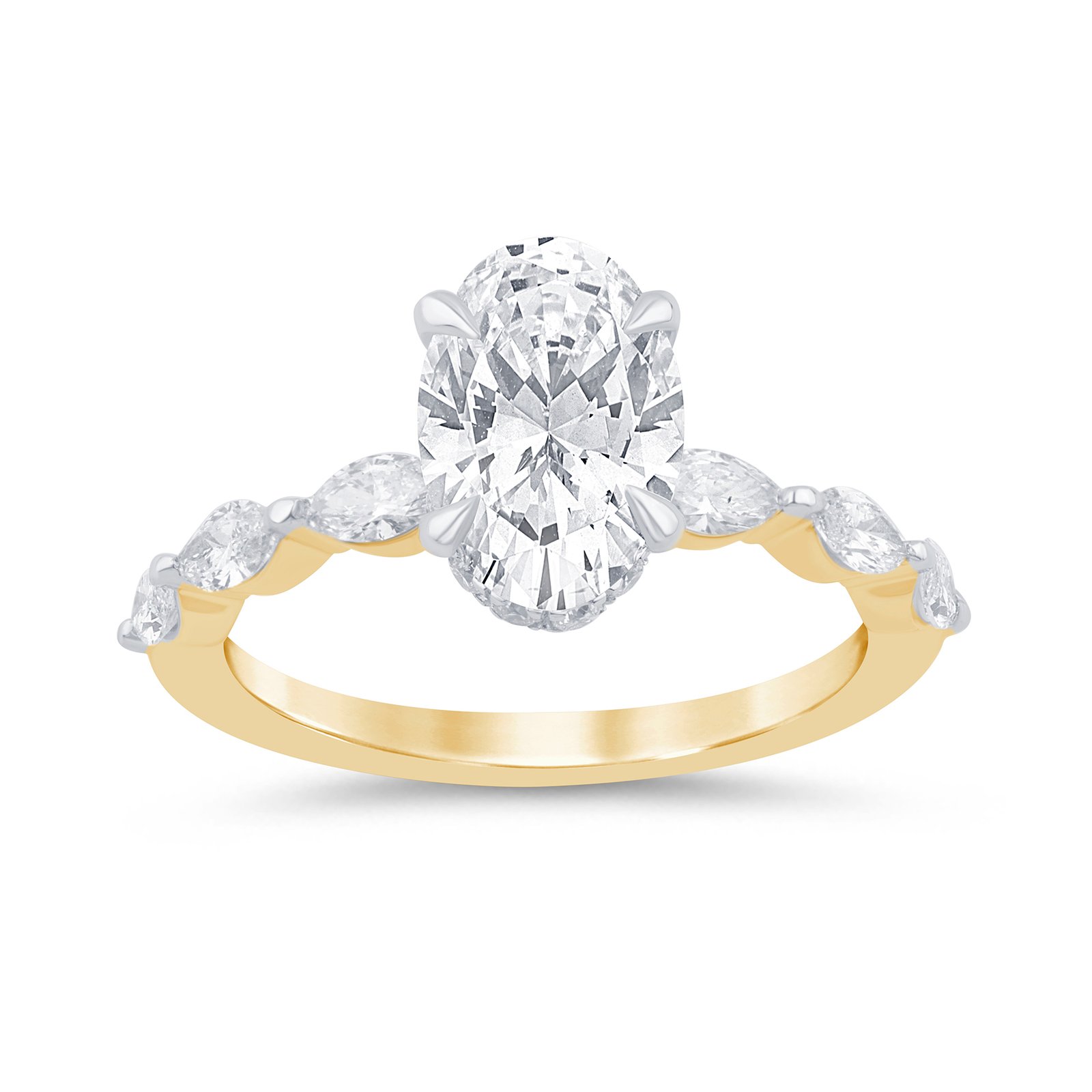 LG - 14K 2.66CT D-RING LDS MARQ/OVL/RDS CNTR OVL 2.00CT "CERTIFIED"