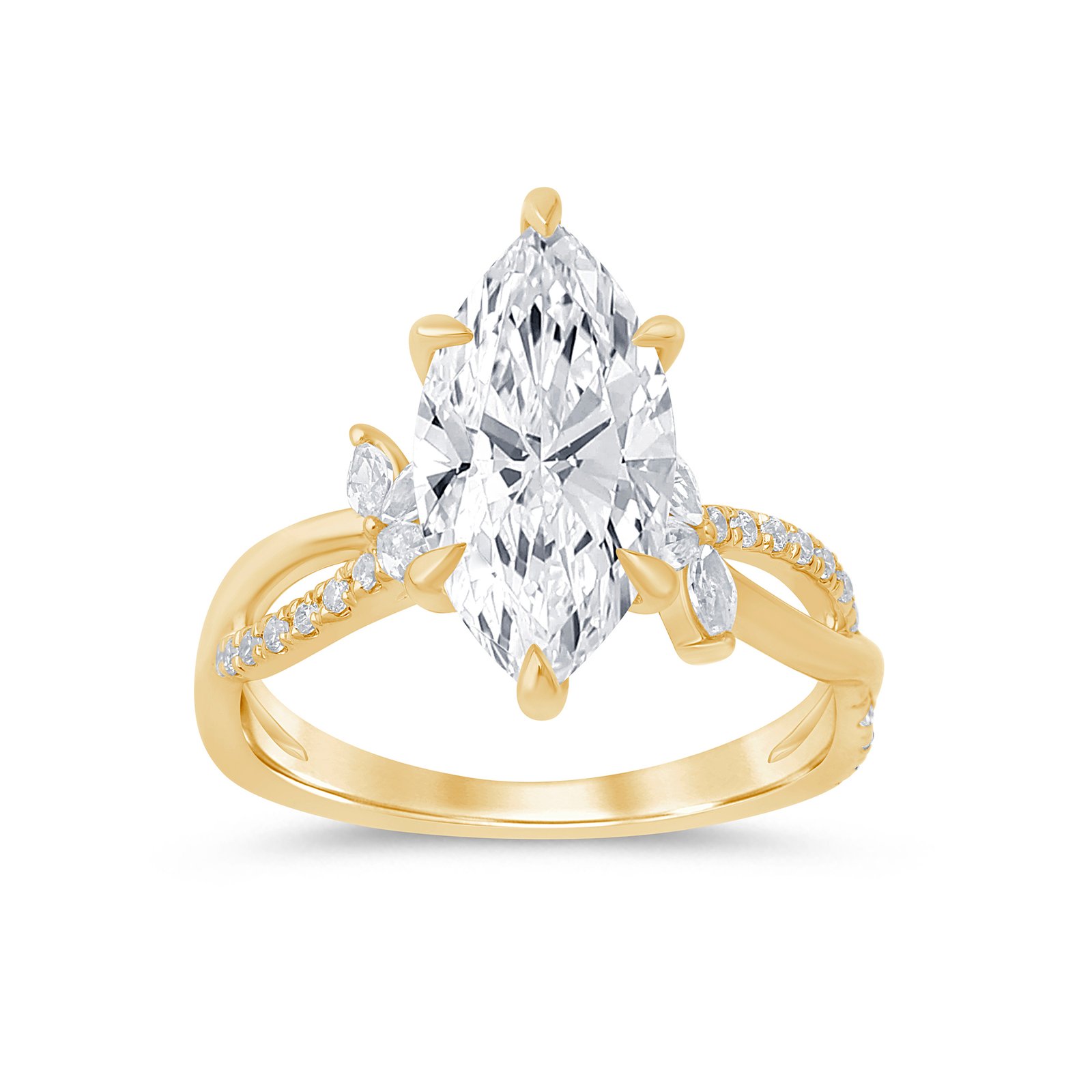 LG - 14K 3.37CT D-RING LDS MARQ/RDS CNTR MARQ 3.01CT "CERTIFIED"