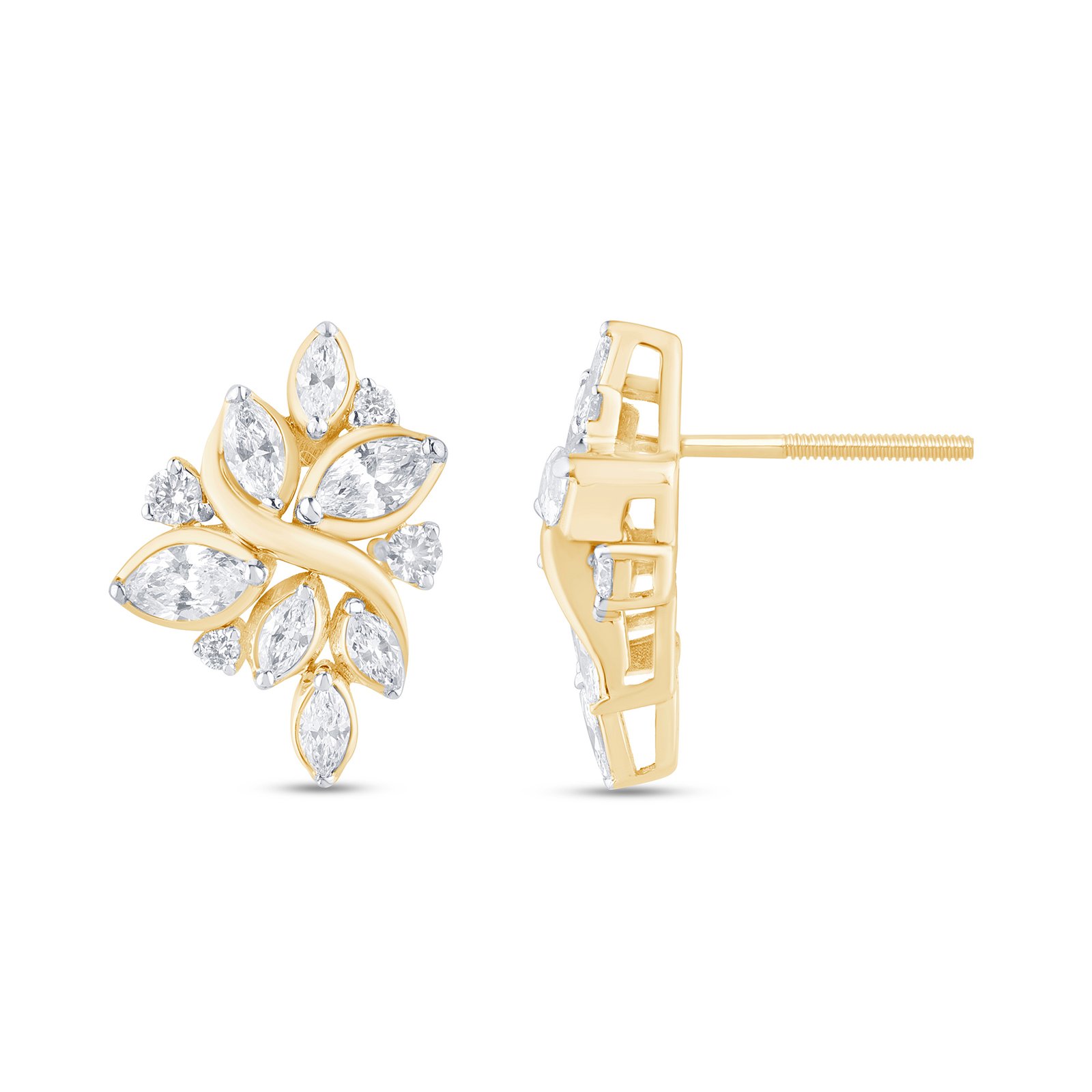 LG - 14K 1.00CT D-EARRING LDS MARQ/RDS PRONG "CERTIFIED"