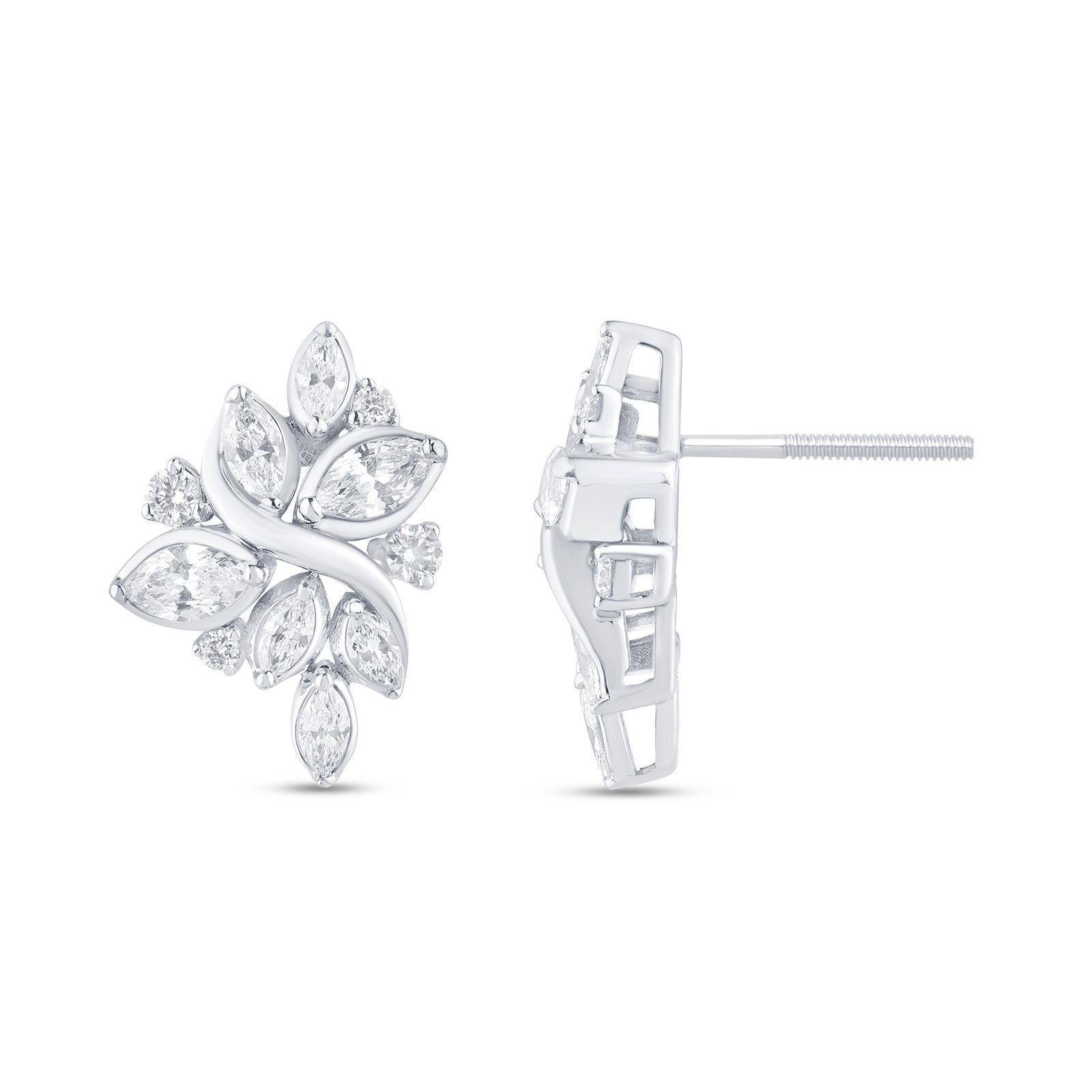 LG - 14K 0.99CT D-EARRING LDS MARQ/RDS PRONG "CERTIFIED"
