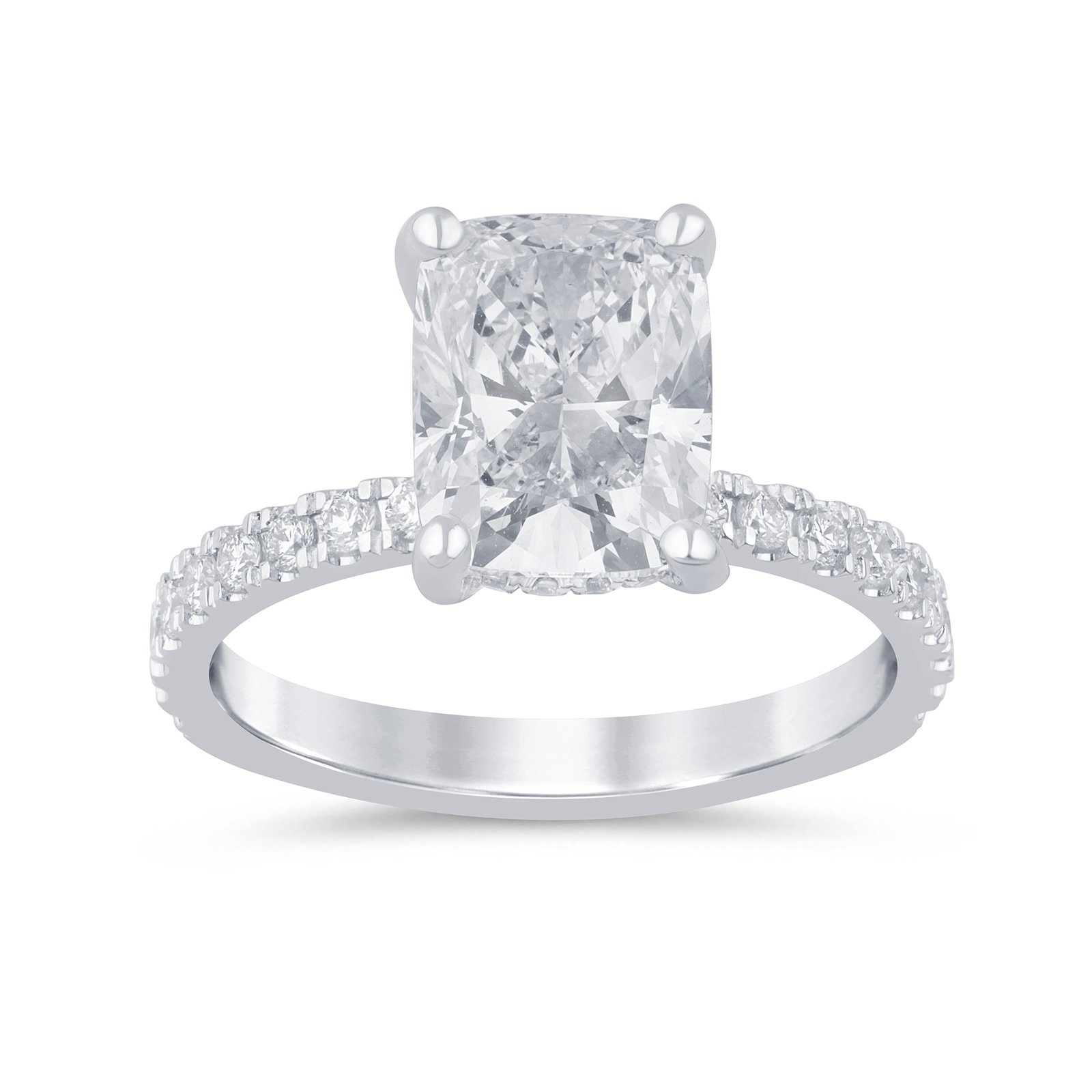LG - 14K 3.49CT D-RING LDS ELCUSH/RDS CNTR ECUSH 3.02CT "CERTIFIED"