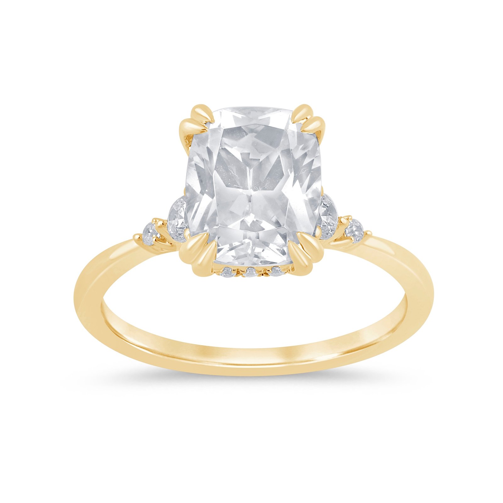 LG - 14K 3.29CT D-RING LDS ELCUSH/RDS PRONG CNTR ECUSH 3.03CT "CERTIFIED"