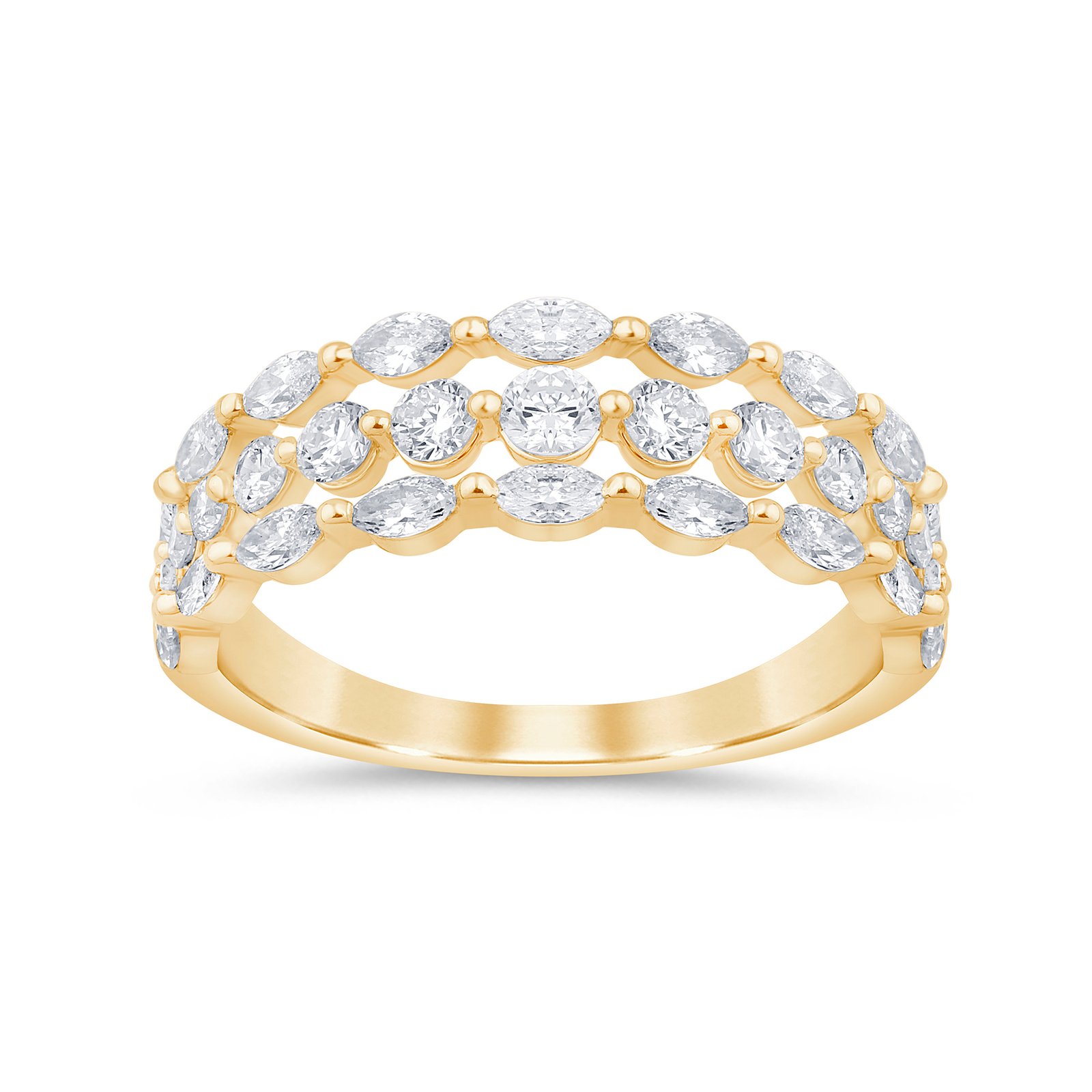 LG - 14K 1.08CT D-BAND LDS MARQ/RDS PRONG SETTING CERTIFIED