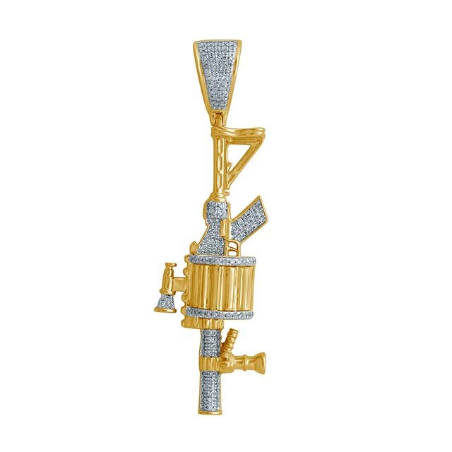 10K 0.30-0.36CT D-PENDANT MEN RDS MP "AK 47"