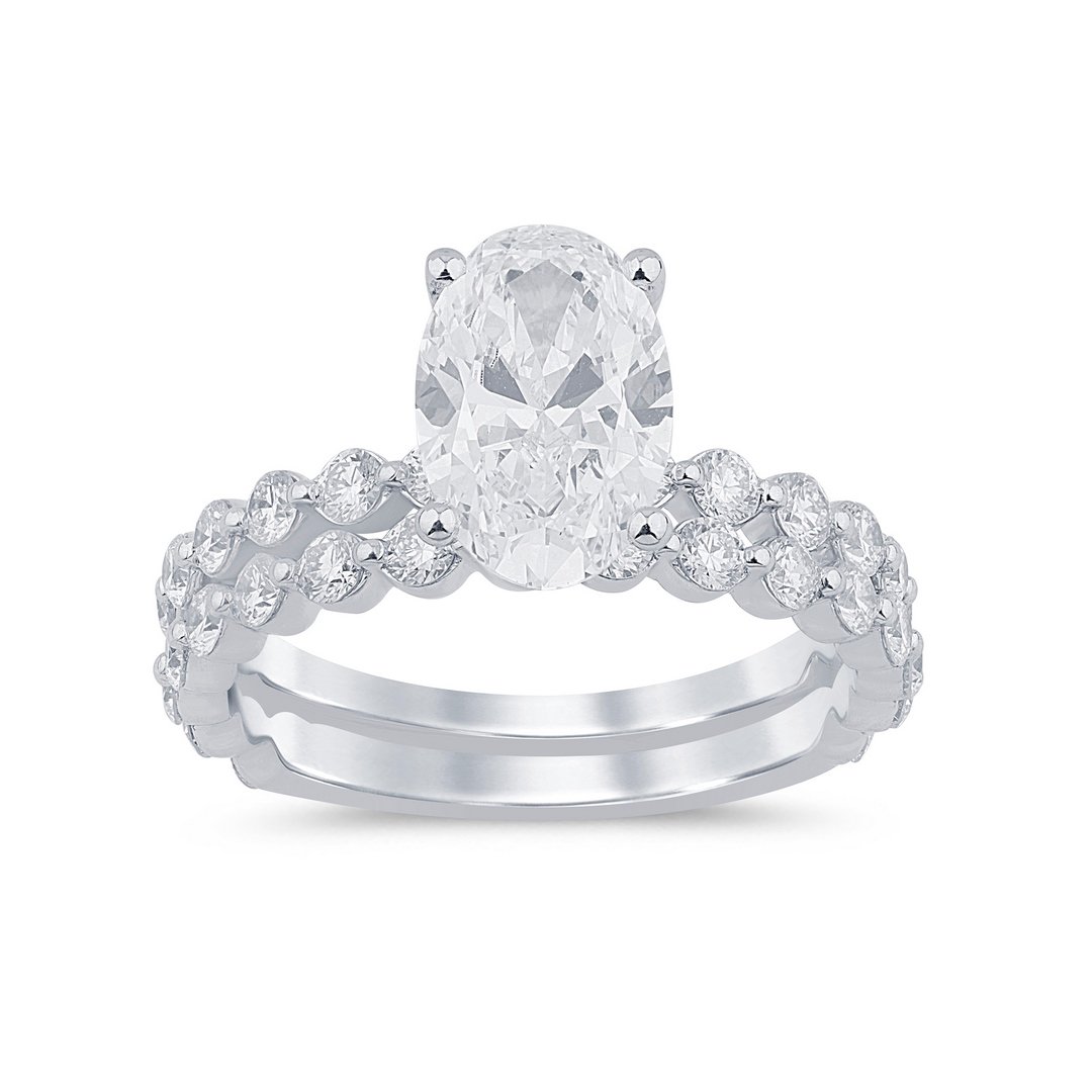 LG - 14K 3.16-3.19CT D-BRIDAL SET OVL/RDS GSI CERTIFIED OVL 2.00CT
