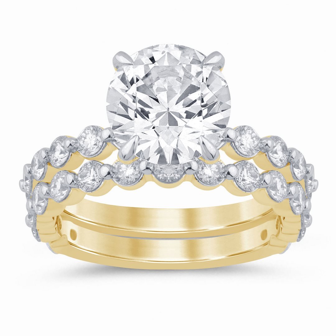 LG - 14K 4.56CT D-BRIDAL SET RDS GSI CERTIFIED CNTR 3.03CT RHODIUM